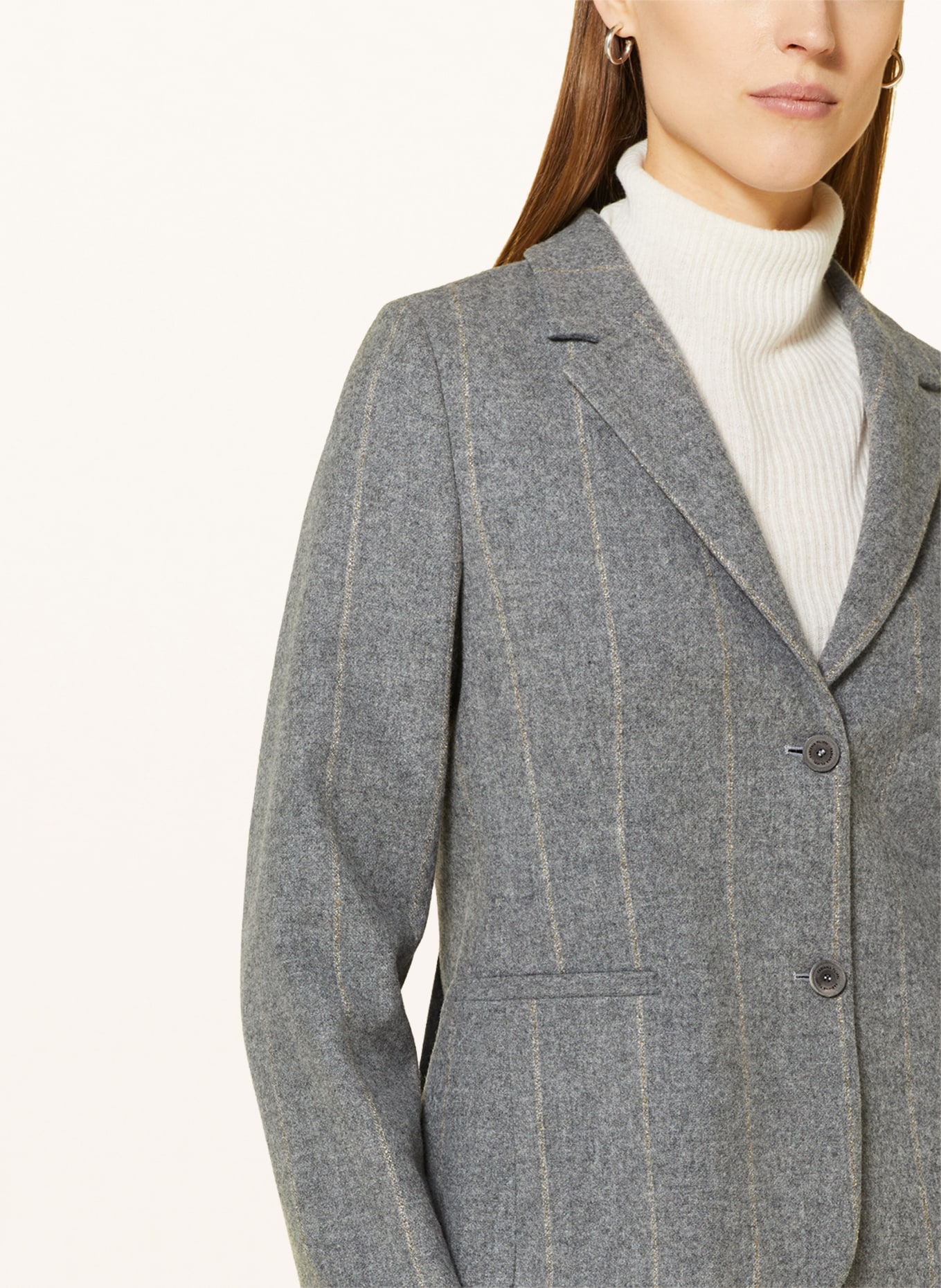 FABIANA FILIPPI Blazer made of merino wool, Color: GRAY/ YELLOW (Image 4)