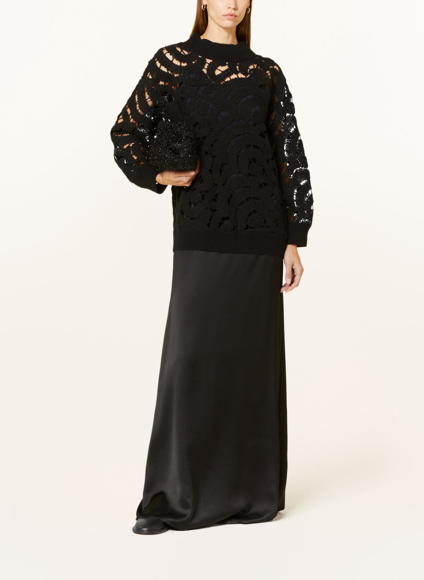FABIANA FILIPPI Satin skirt, Color: BLACK (Image 2)