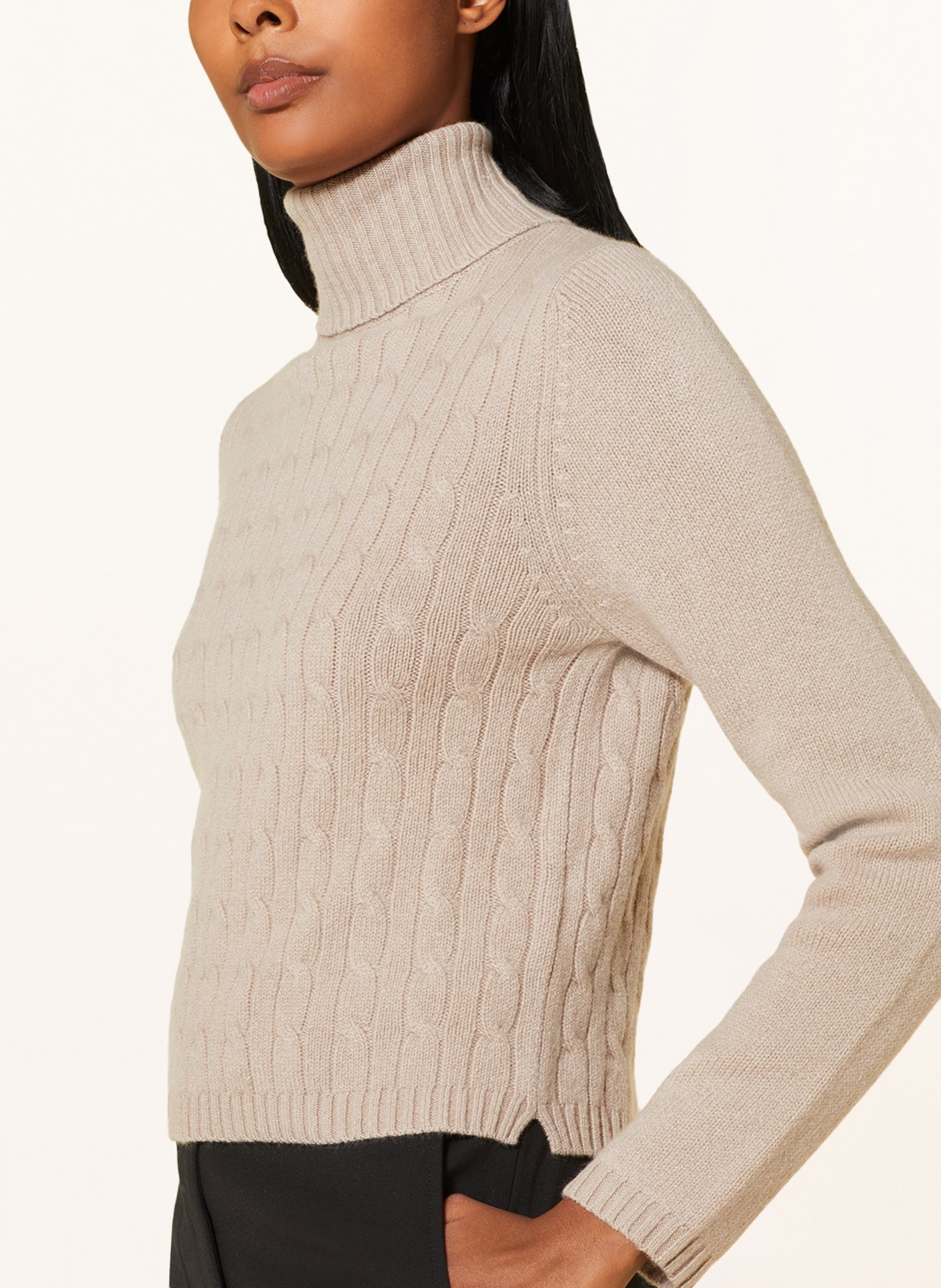 ALLUDE Turtleneck sweater in cashmere, Color: LIGHT BROWN (Image 4)