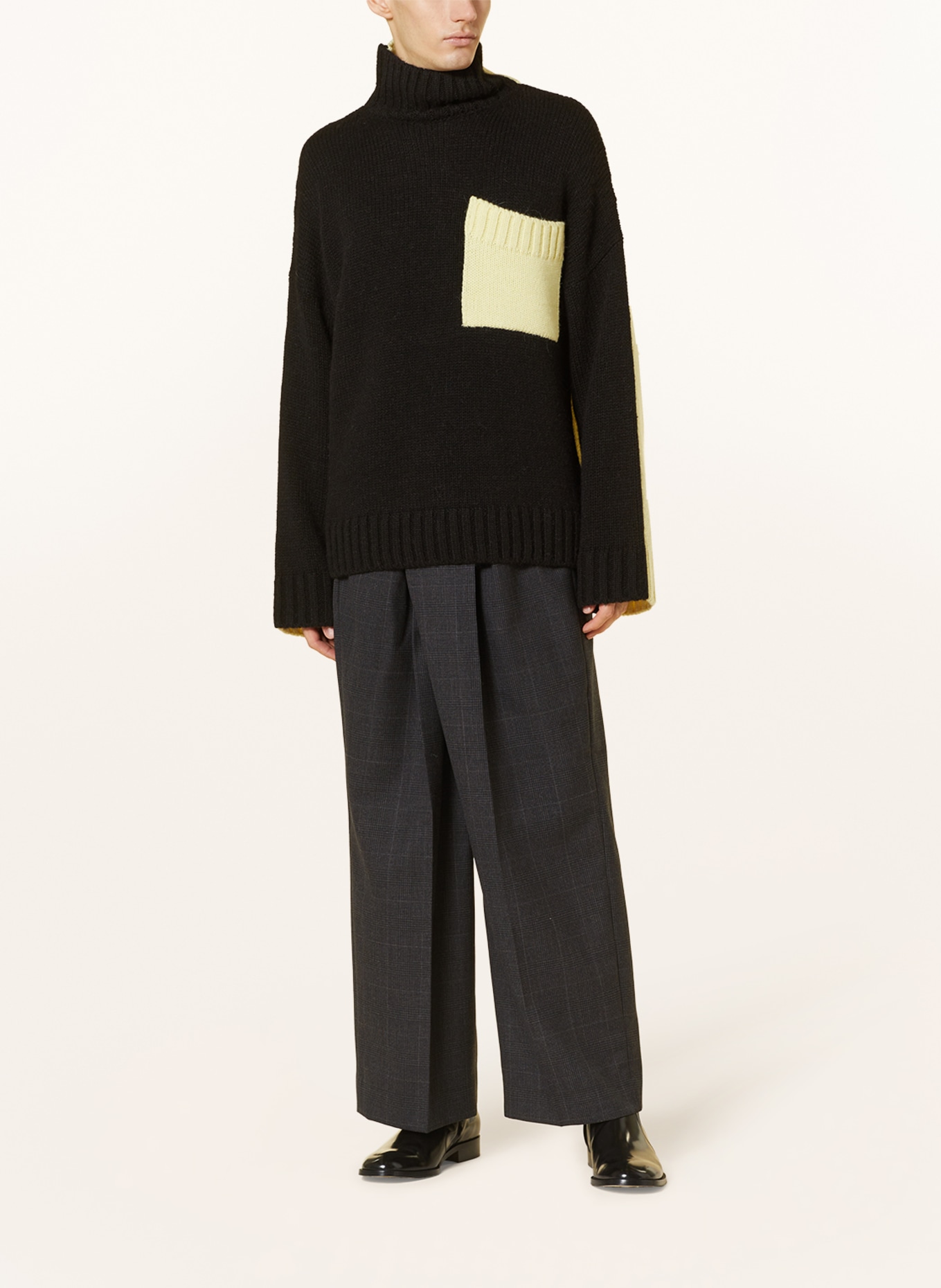 JW ANDERSON Sweater with alpaca, Color: BLACK/ LIGHT YELLOW (Image 2)