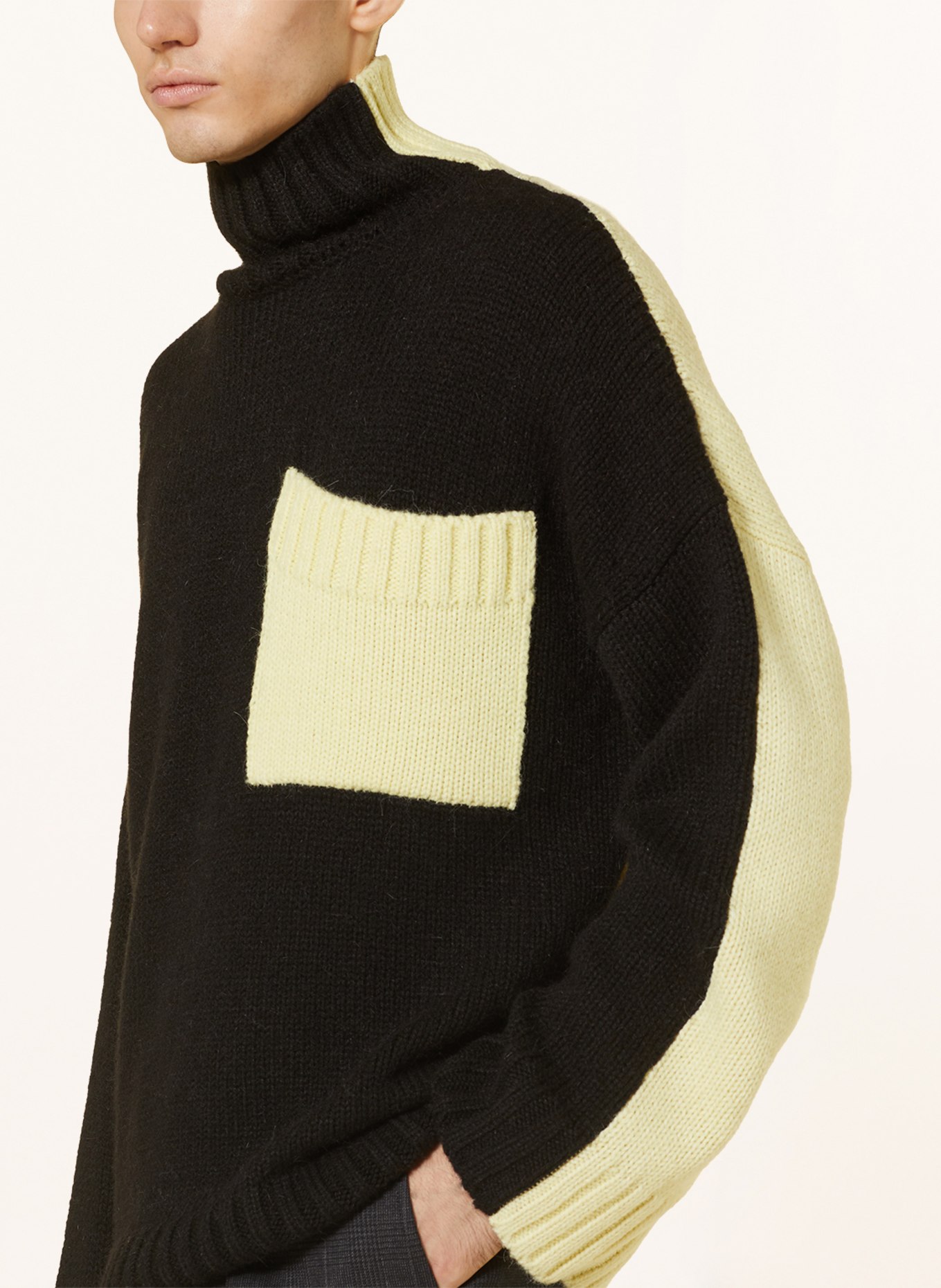 JW ANDERSON Sweater with alpaca, Color: BLACK/ LIGHT YELLOW (Image 4)