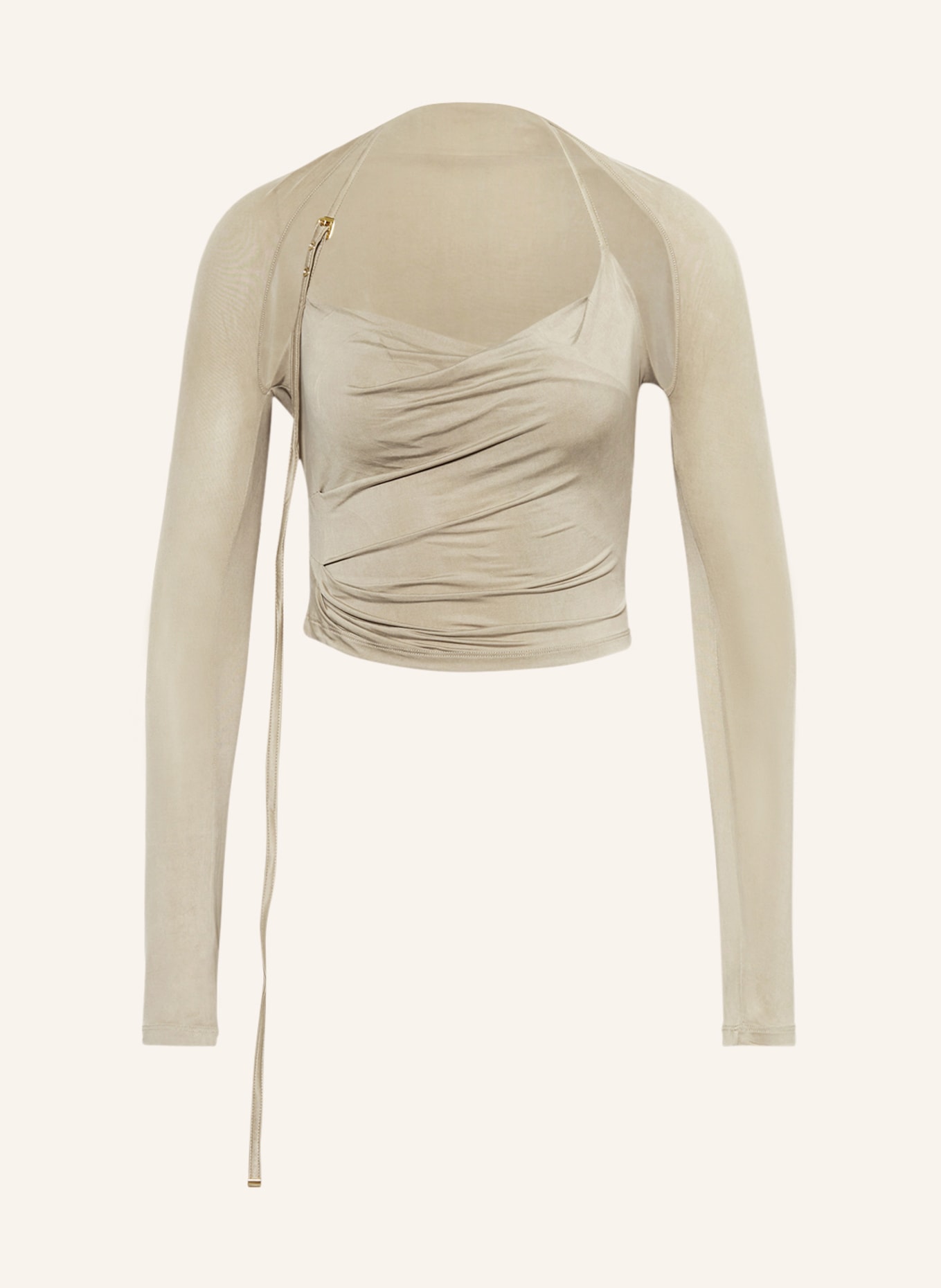 JACQUEMUS Cropped long sleeve shirt LE HAUT PEPLO, Color: BEIGE (Image 1)