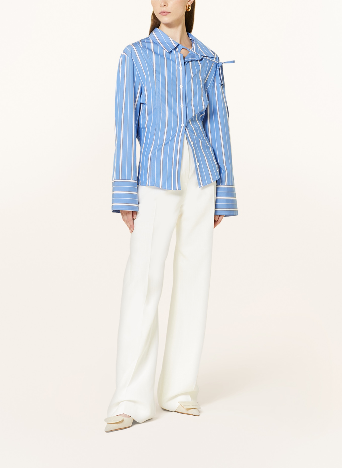 JACQUEMUS Shirt blouse LA CHEMISE RUBAN, Color: BLUE/ WHITE (Image 2)