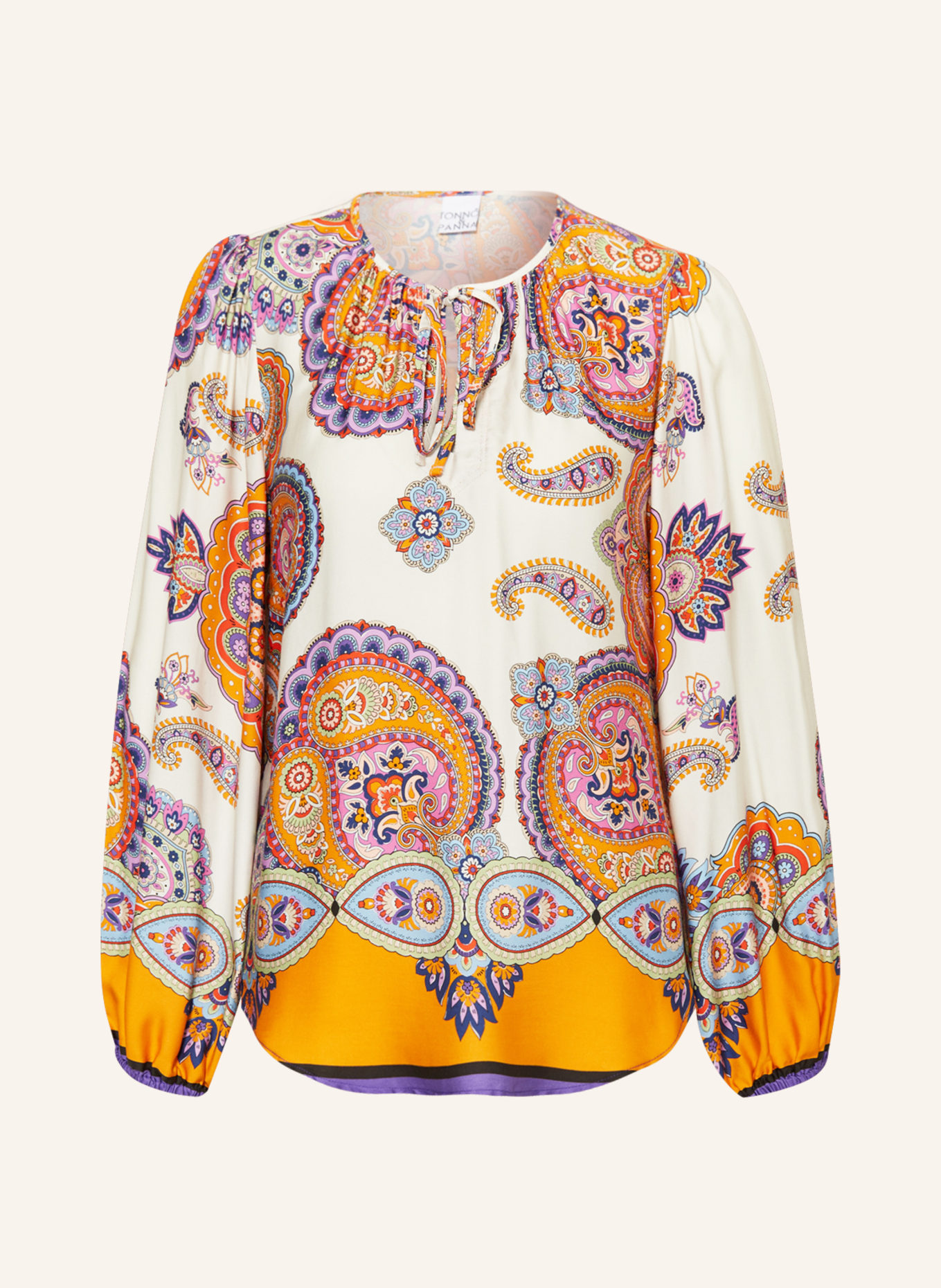 TONNO & PANNA Shirt blouse PINK made of satin, Color: PURPLE/ ORANGE/ WHITE (Image 1)