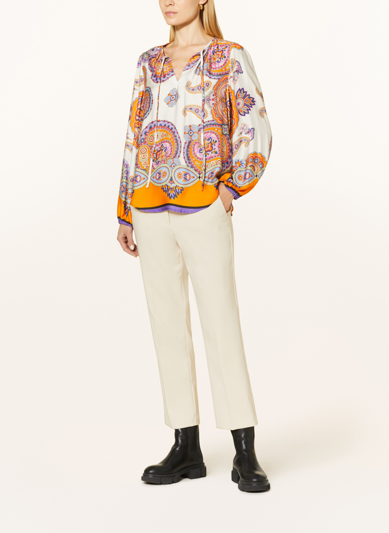 TONNO & PANNA Shirt blouse PINK made of satin, Color: PURPLE/ ORANGE/ WHITE (Image 2)