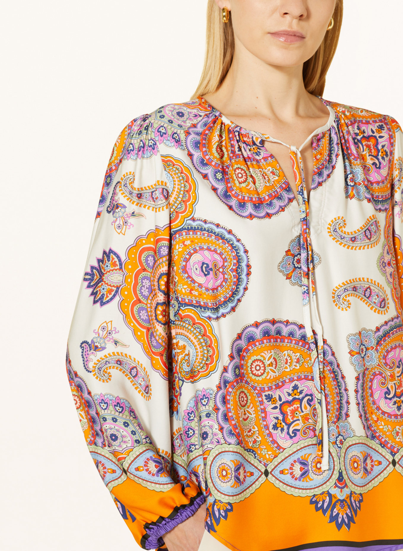 TONNO & PANNA Shirt blouse PINK made of satin, Color: PURPLE/ ORANGE/ WHITE (Image 4)