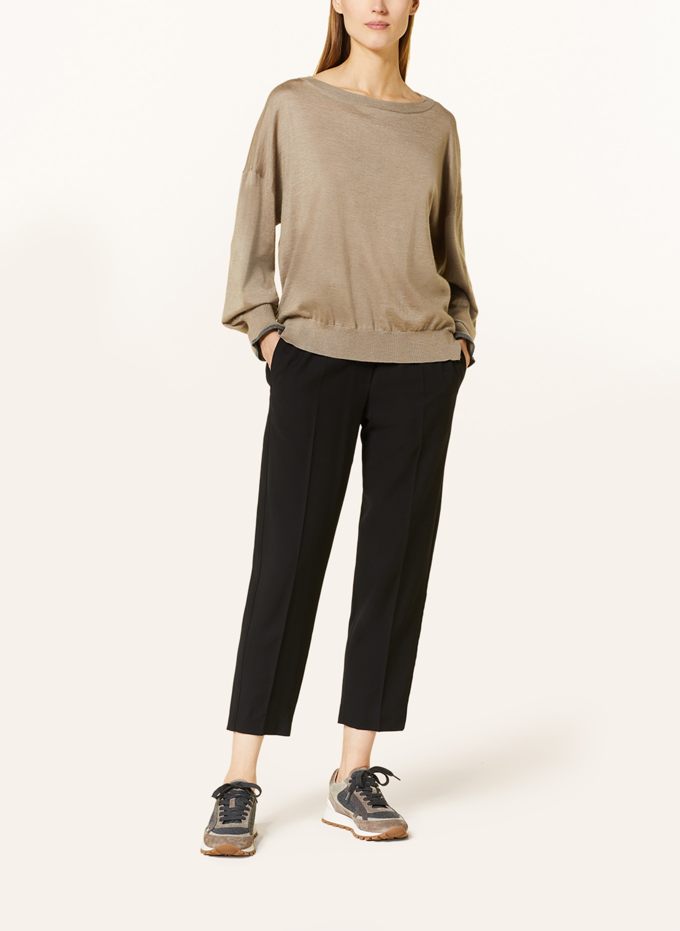 BRUNELLO CUCINELLI Sweater with cashmere and silk, Color: TAUPE (Image 2)