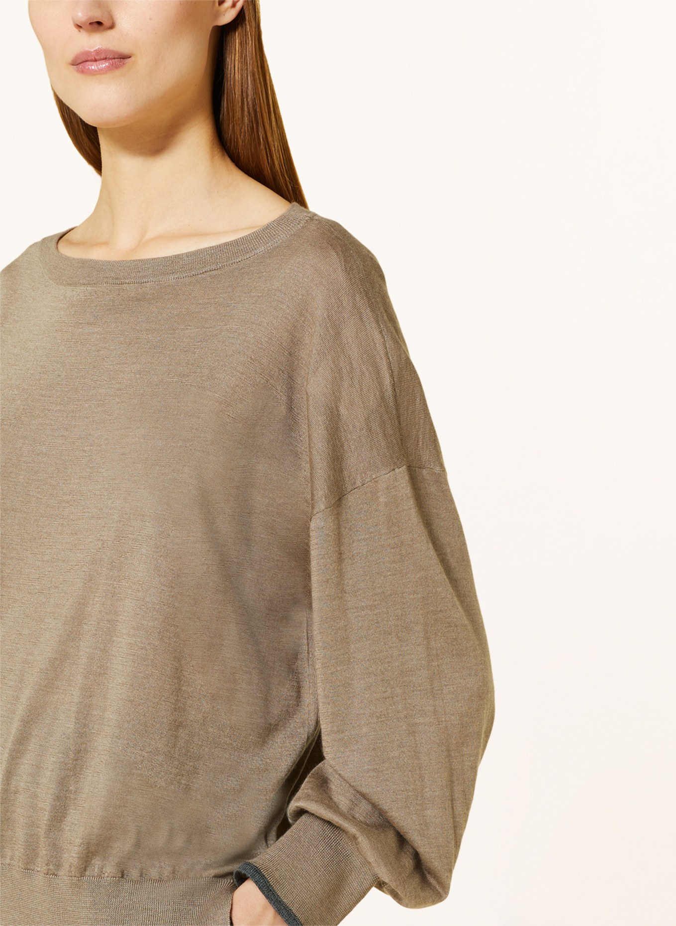 BRUNELLO CUCINELLI Sweater with cashmere and silk, Color: TAUPE (Image 4)