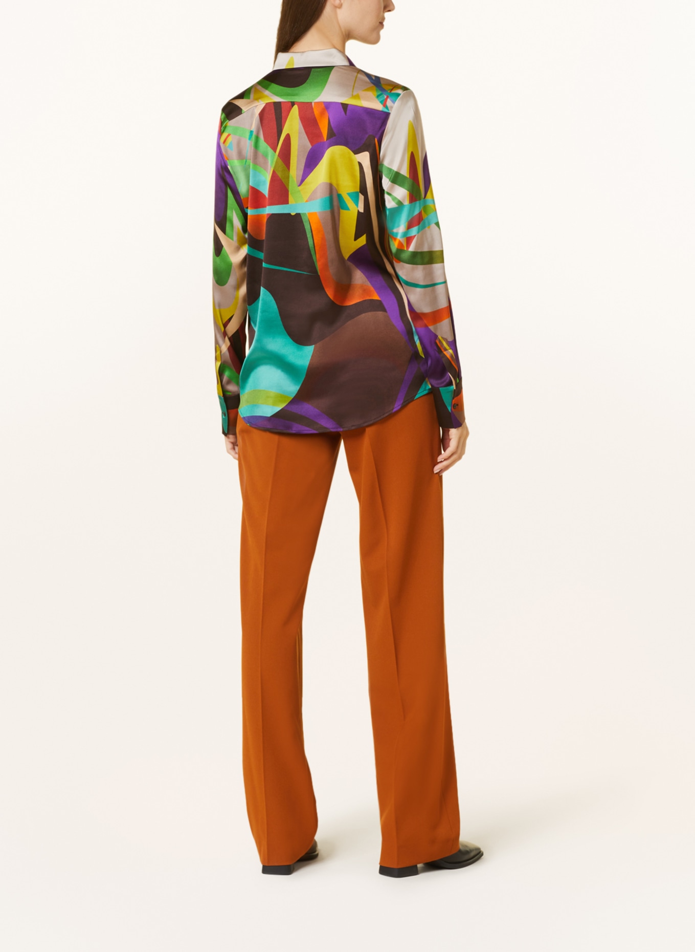 lilienfels Satin shirt blouse, Color: PURPLE/ YELLOW/ BROWN (Image 3)
