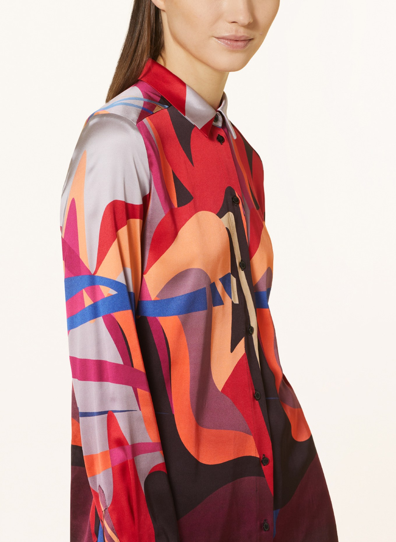 lilienfels Hemdbluse aus Satin, Farbe: ROT/ DUNKELROT/ BEIGE (Bild 4)