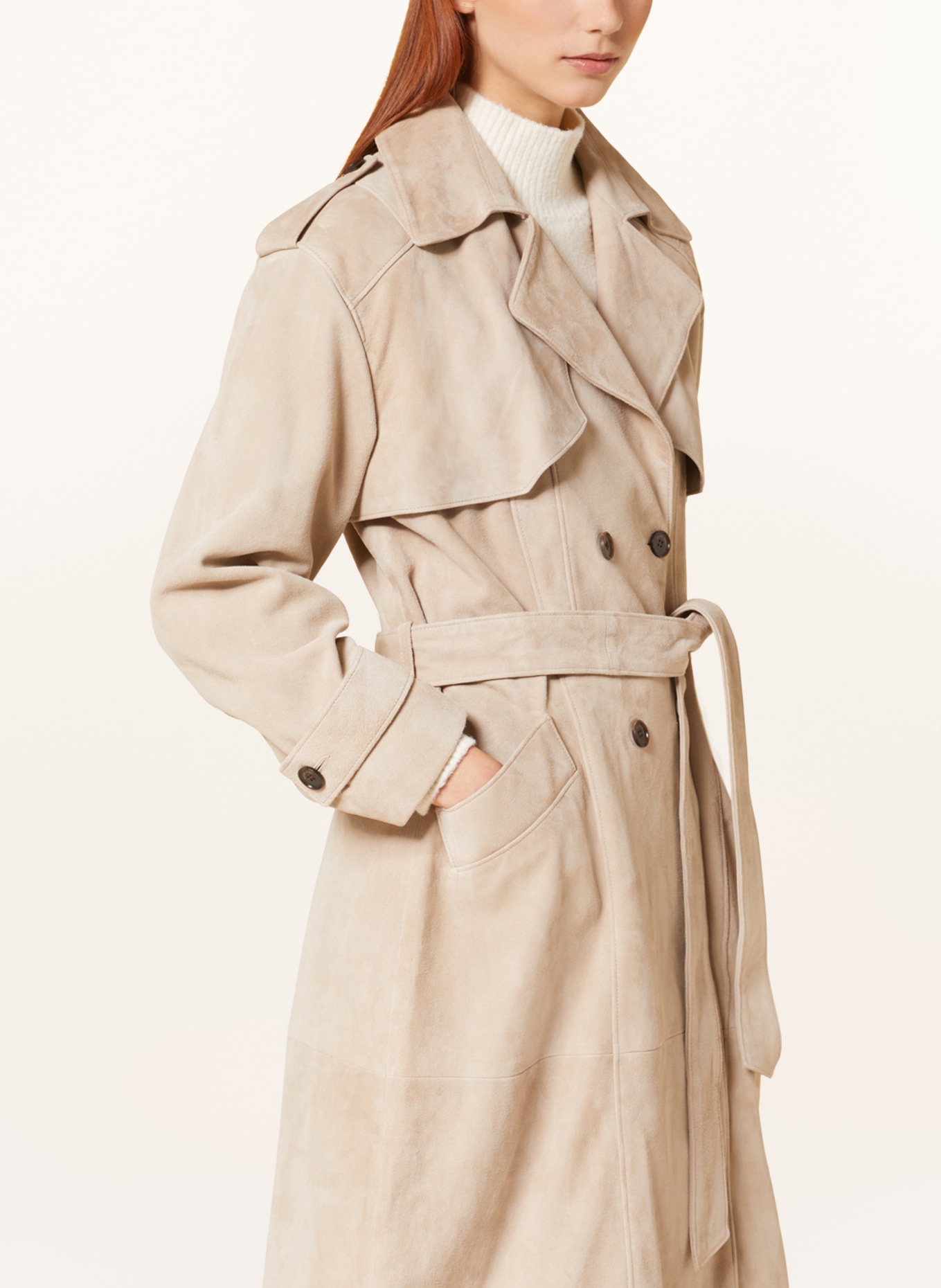 ANINE BING Leather trench coat FINLEY, Color: BEIGE (Image 4)