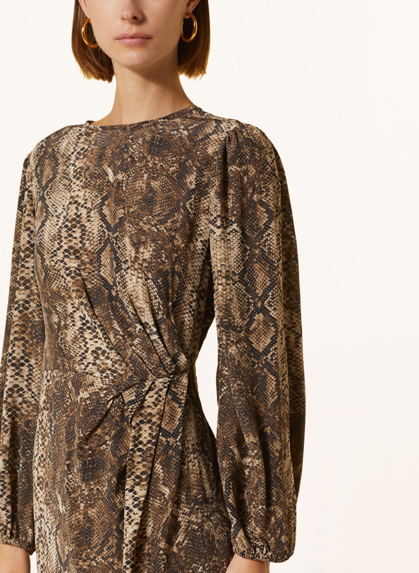 MRS & HUGS Dress: BEIGE / CREAM / BLACK