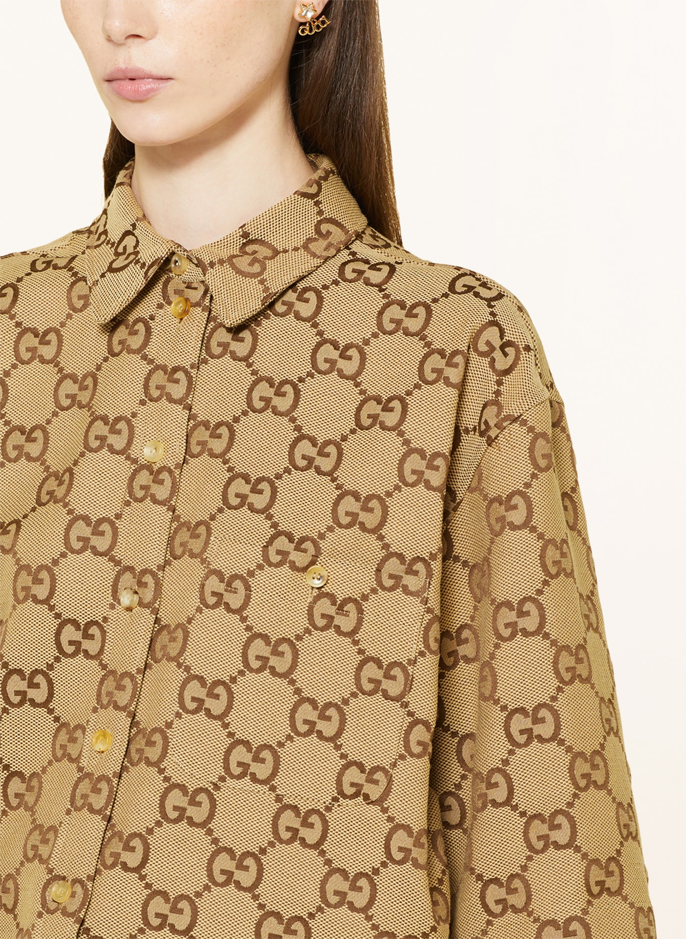 GUCCI Shirt blouse, Color: LIGHT BROWN/ BROWN (Image 4)