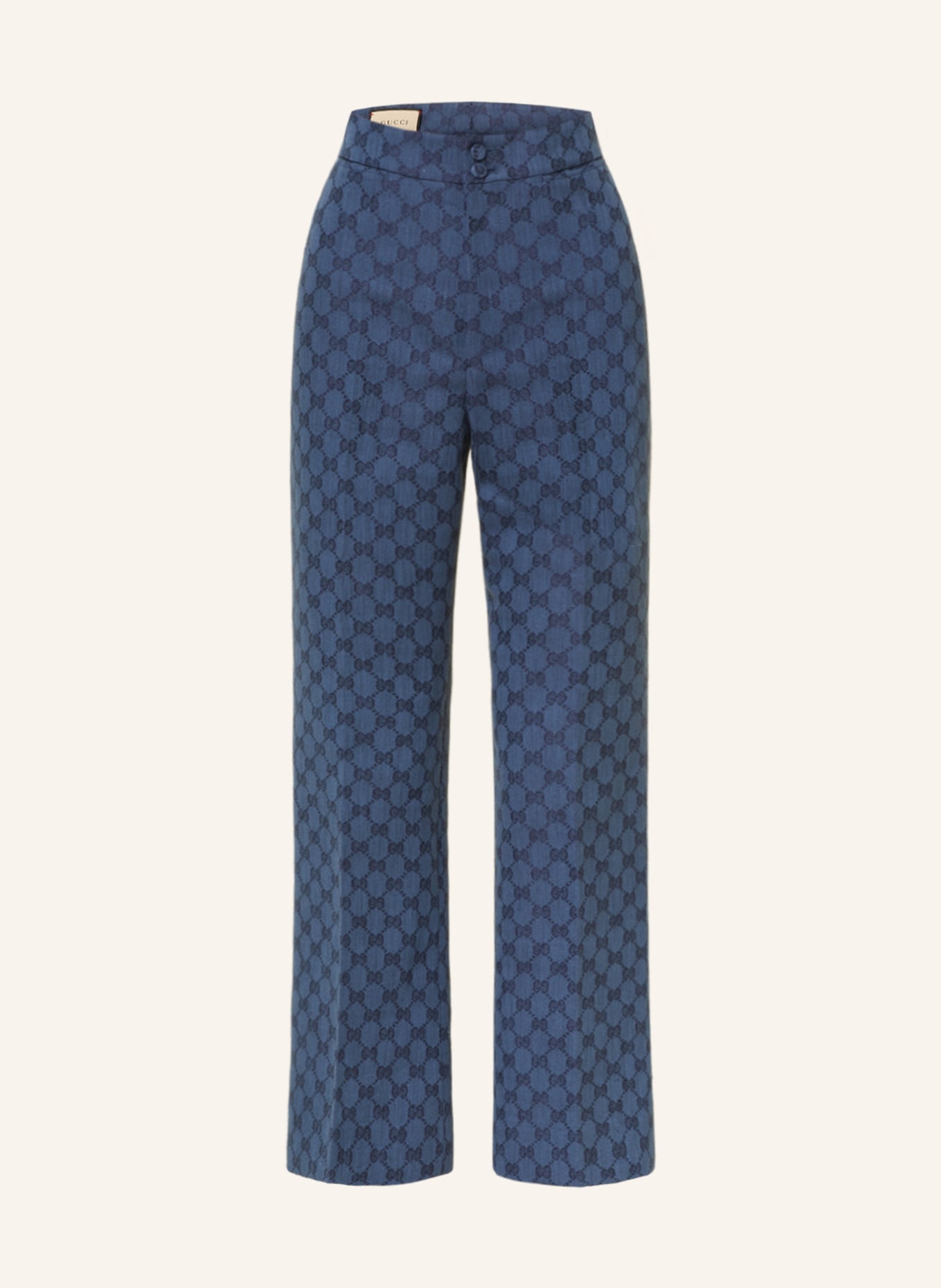 GUCCI Jacquard trousers with linen, Color: BLUE/ BLUE GRAY (Image 1)