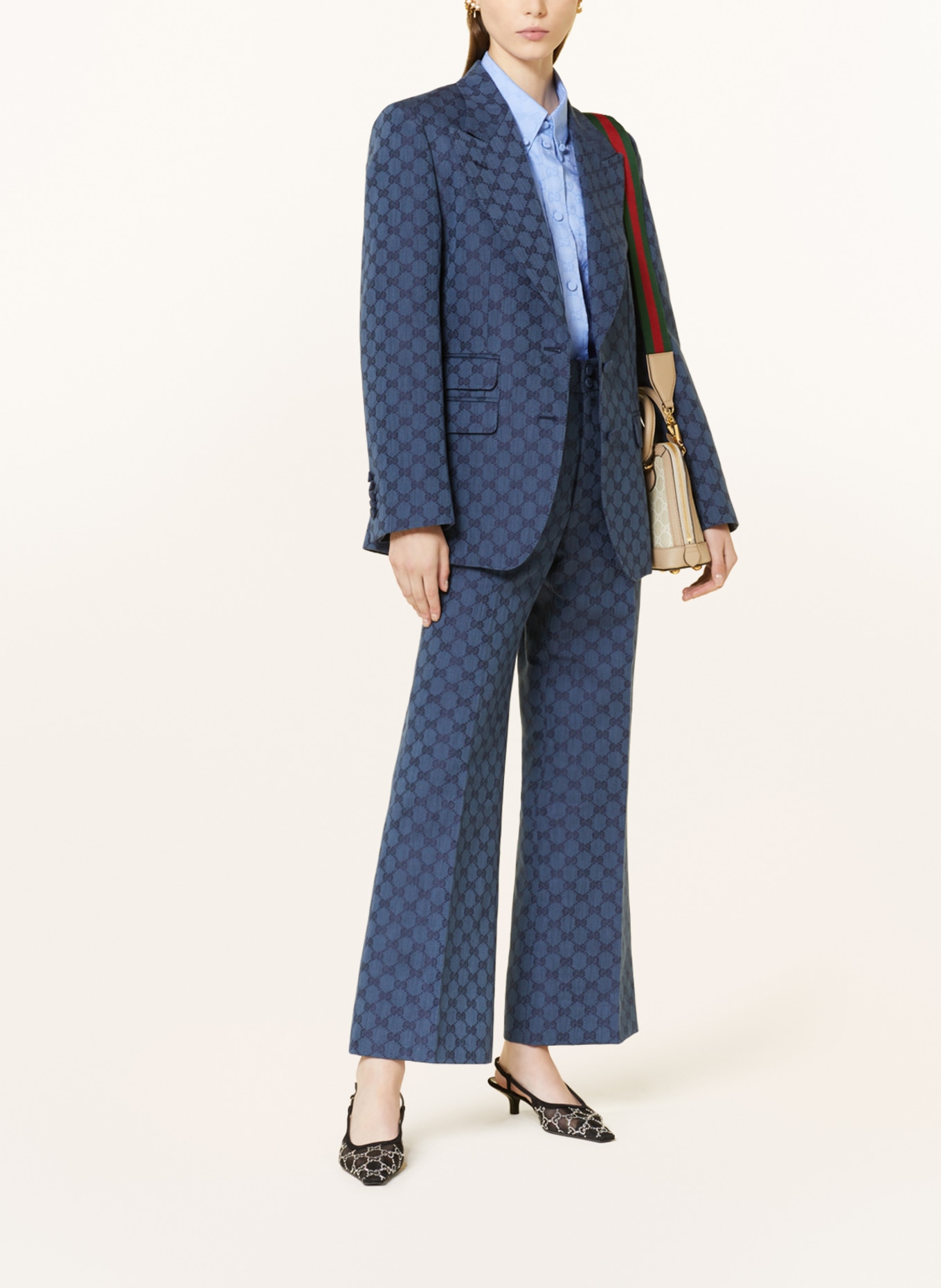 GUCCI Jacquard trousers with linen, Color: BLUE/ BLUE GRAY (Image 2)