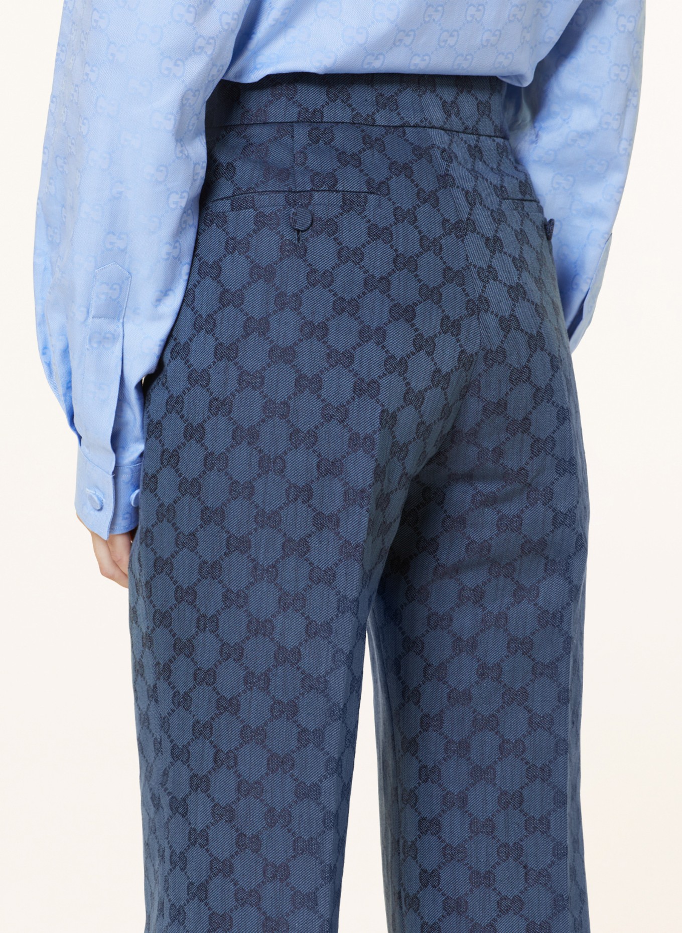 GUCCI Jacquard trousers with linen, Color: BLUE/ BLUE GRAY (Image 5)