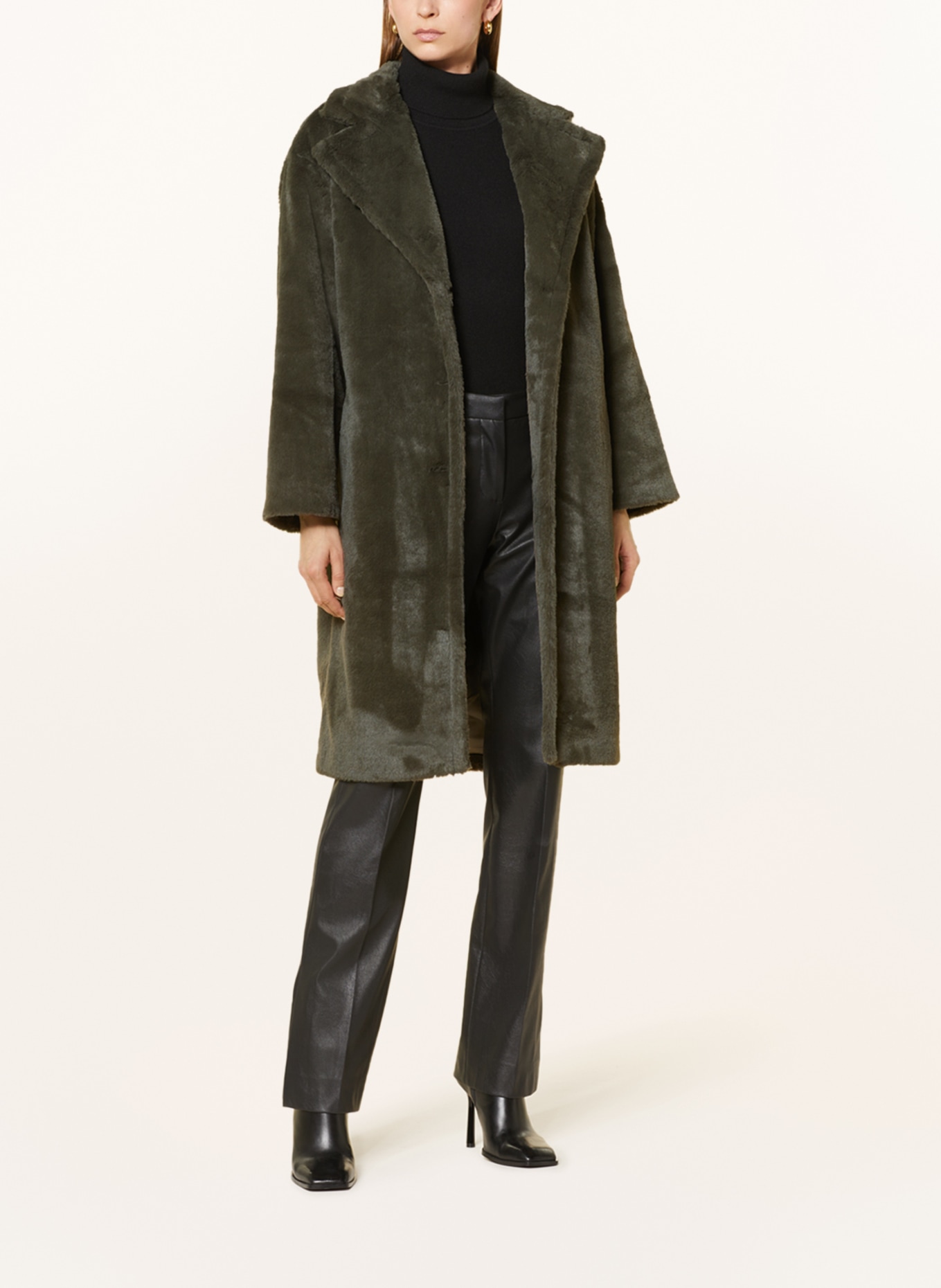 MORE & MORE Faux fur coat, Color: DARK GREEN (Image 2)