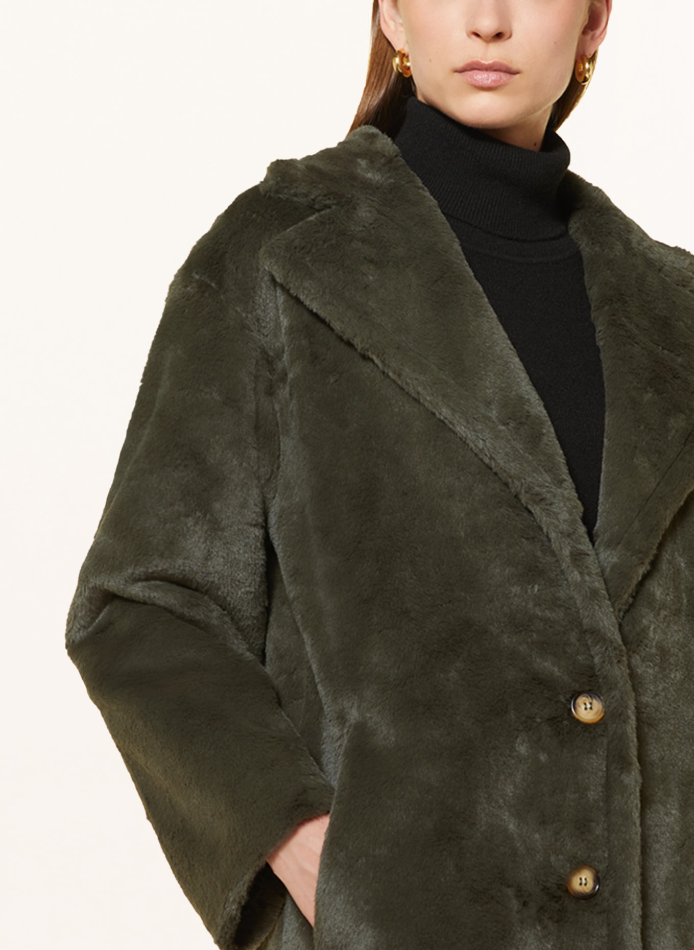 MORE & MORE Faux fur coat, Color: DARK GREEN (Image 4)