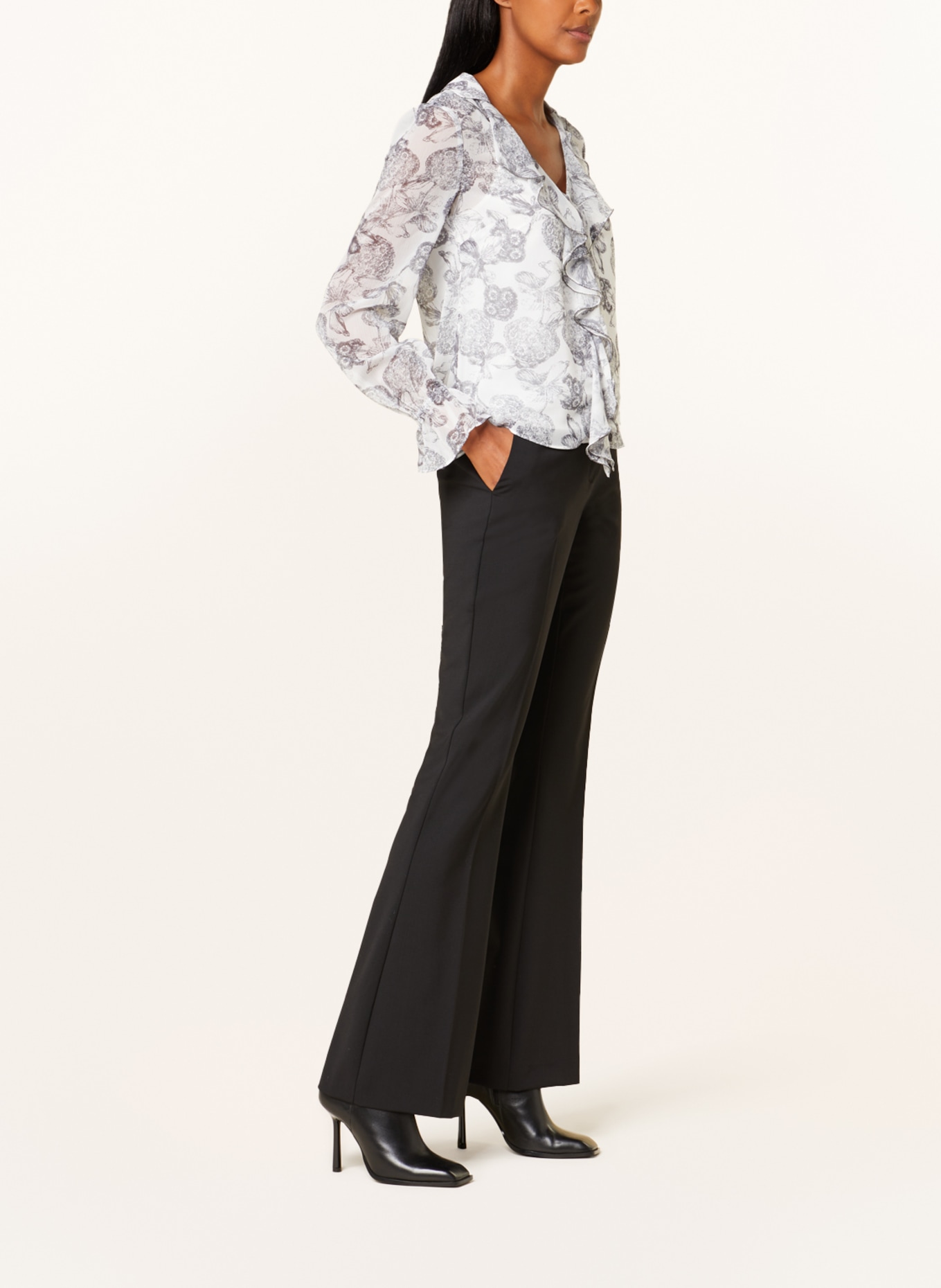 Kiltie Bootcut trousers FLO, Color: BLACK (Image 4)