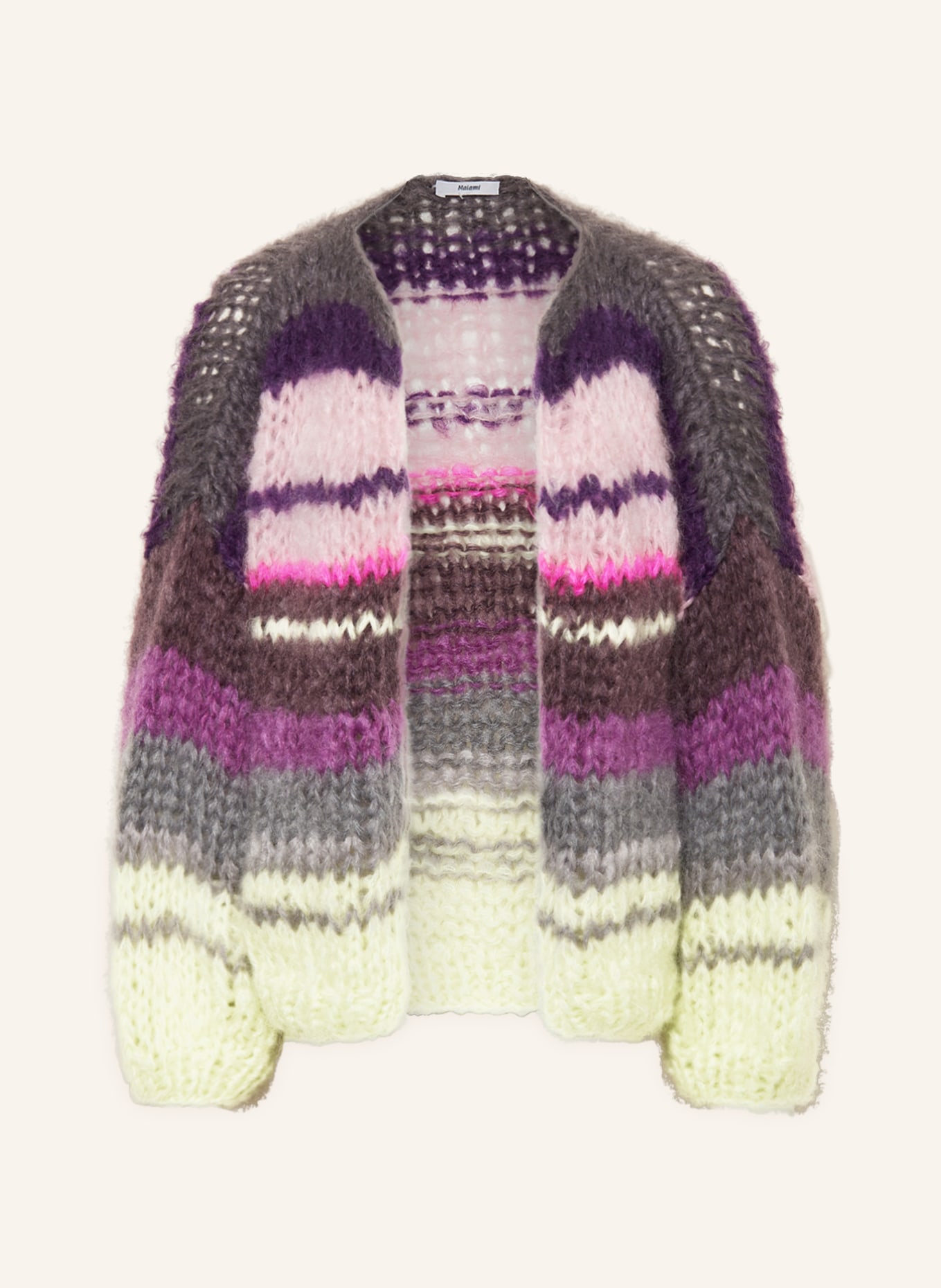 MAIAMI Knit cardigan made of mohair, Color: GRAY/ PINK/ MINT (Image 1)