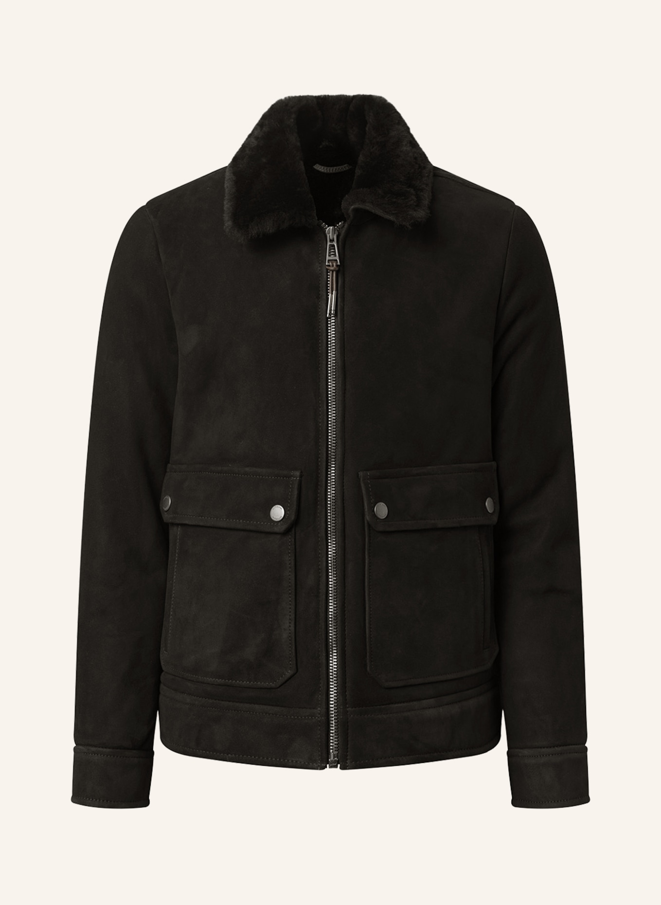 BELSTAFF Leather bomber jacket ALSTONE with lambskin in black/ brown
