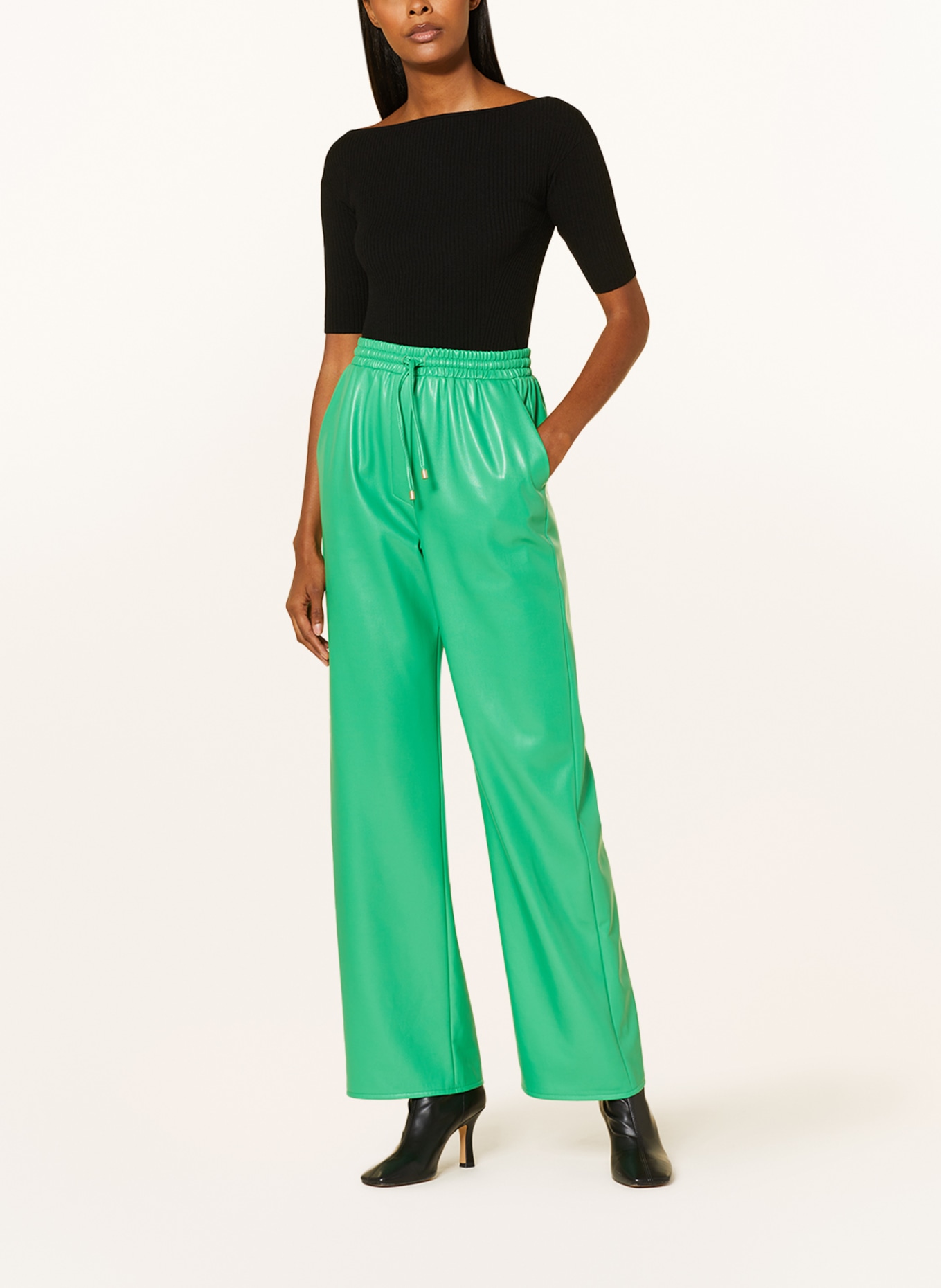 PATRIZIA PEPE Hose im Jogging-Stil in Lederoptik: GRÜN