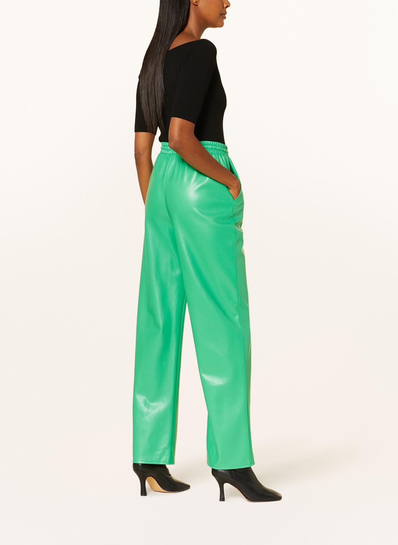 PATRIZIA PEPE Hose im Jogging-Stil in Lederoptik: GRÜN