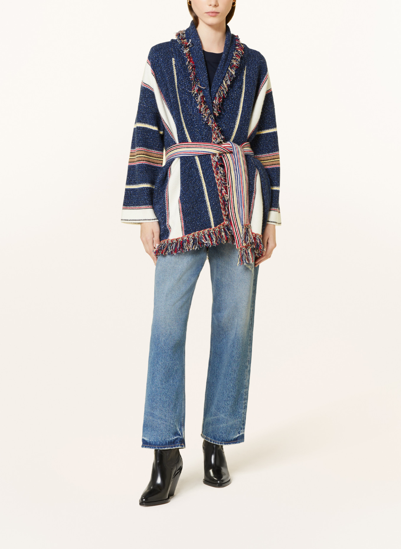 KUJTEN Knit cardigan MARIELLA in cashmere, Color: BLUE/ WHITE/ RED (Image 2)