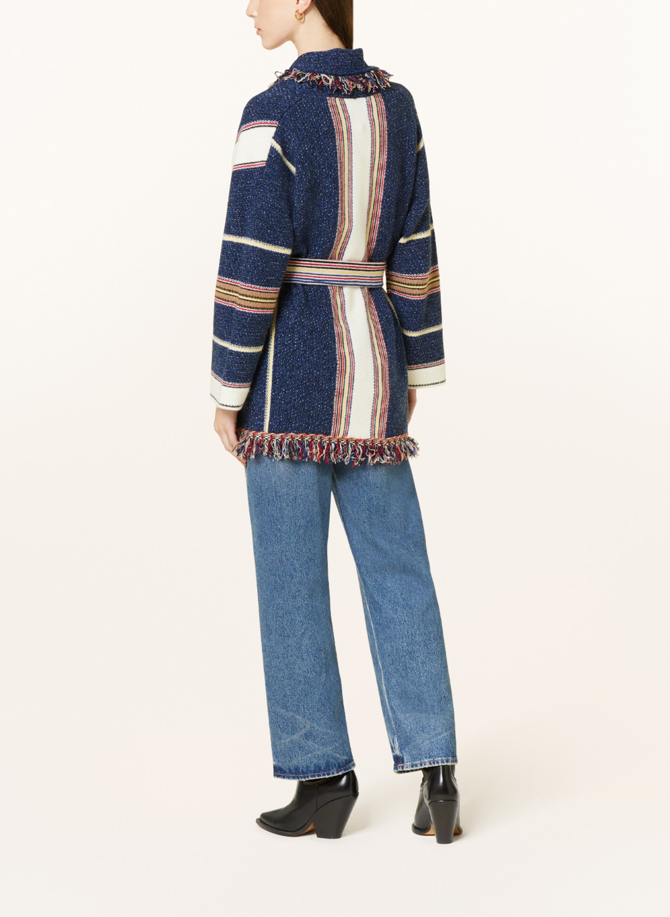 KUJTEN Knit cardigan MARIELLA in cashmere, Color: BLUE/ WHITE/ RED (Image 3)