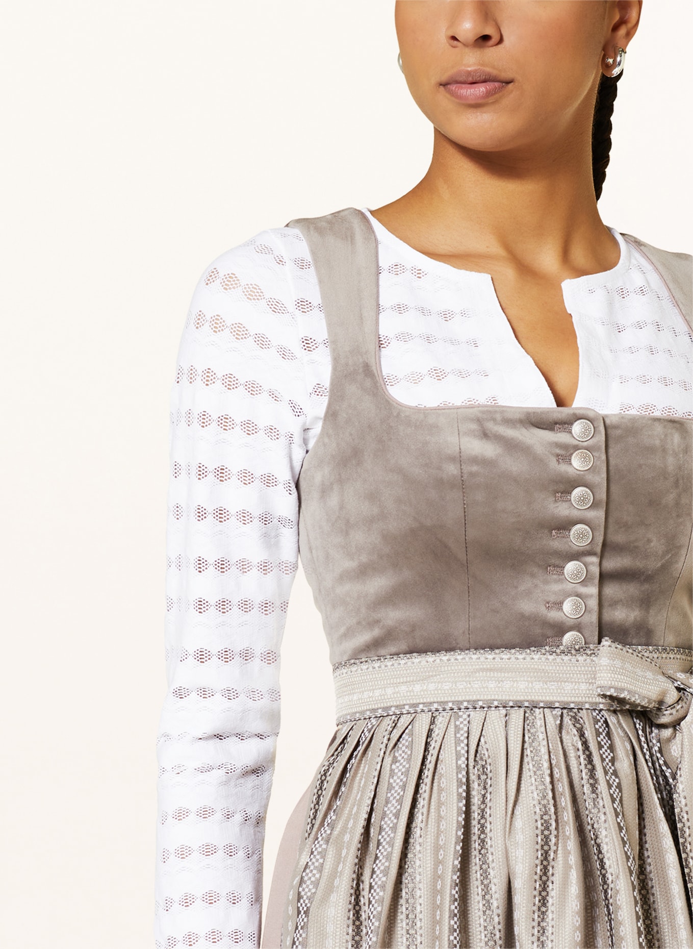 Hammerschmid Dirndl blouse BRIGIT in jersey and lace, Color: WHITE (Image 3)