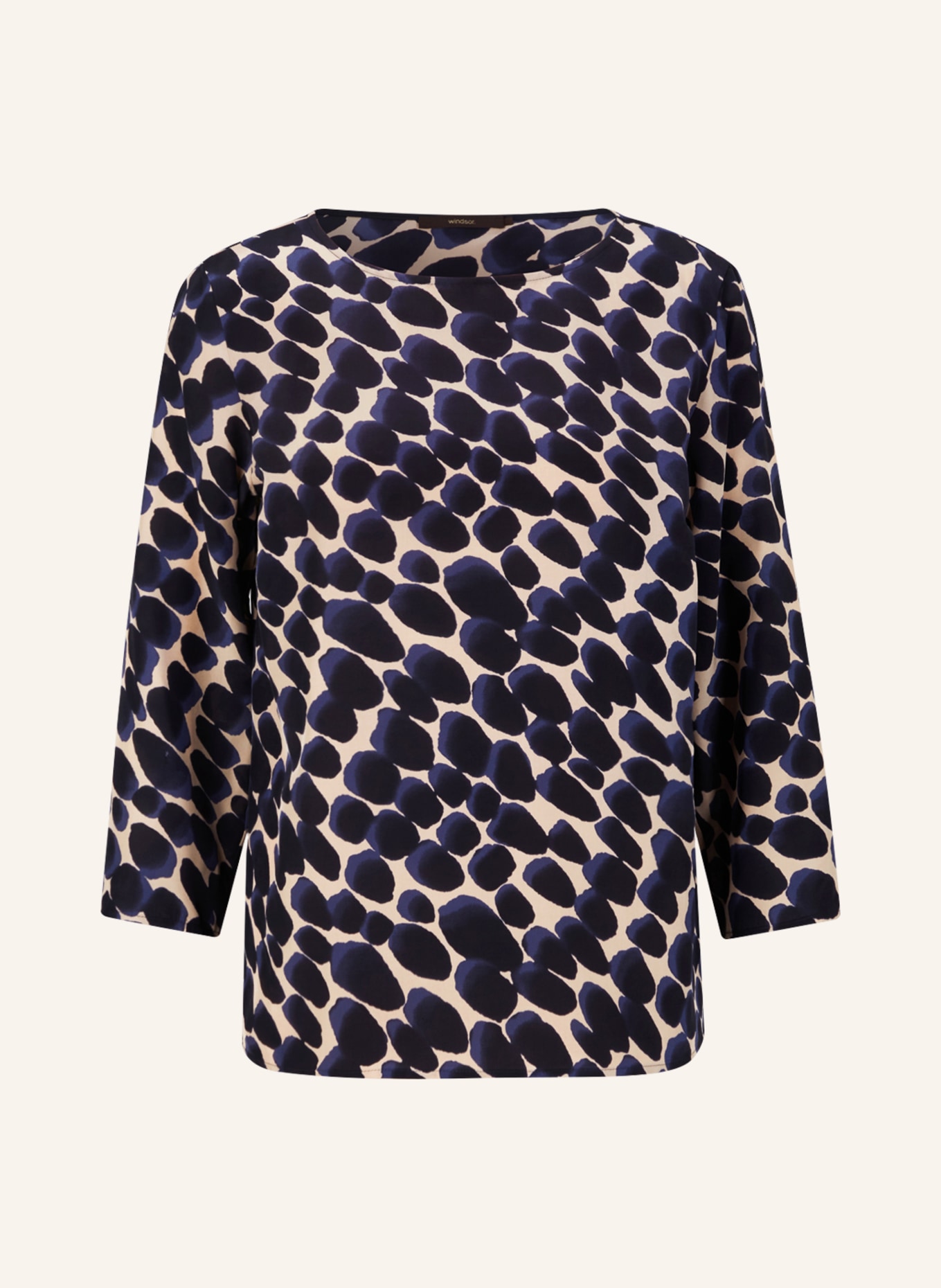 windsor. Shirt blouse with 3/4 sleeves and silk, Color: DARK BLUE/ CREAM (Image 1)