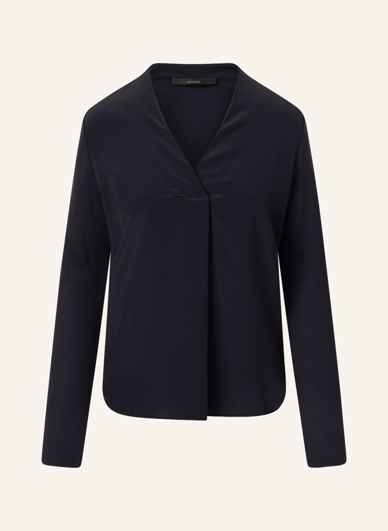 windsor. Shirt blouse in mixed materials with silk, Color: DARK BLUE (Image 1)