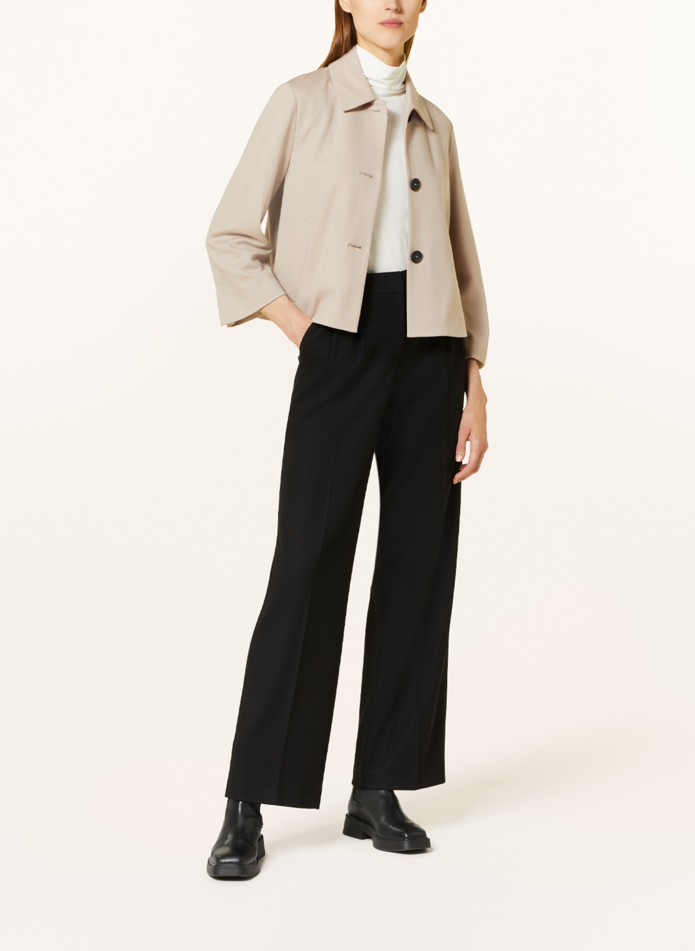 windsor. Wide leg trousers made of jersey, Color: BLACK (Image 2)