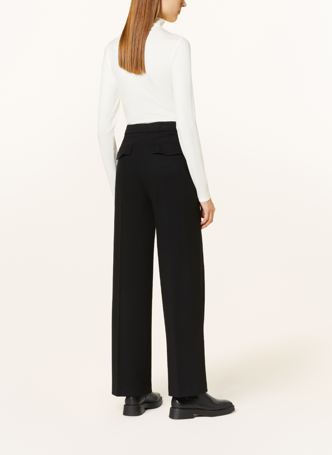 windsor. Wide leg trousers made of jersey, Color: BLACK (Image 3)