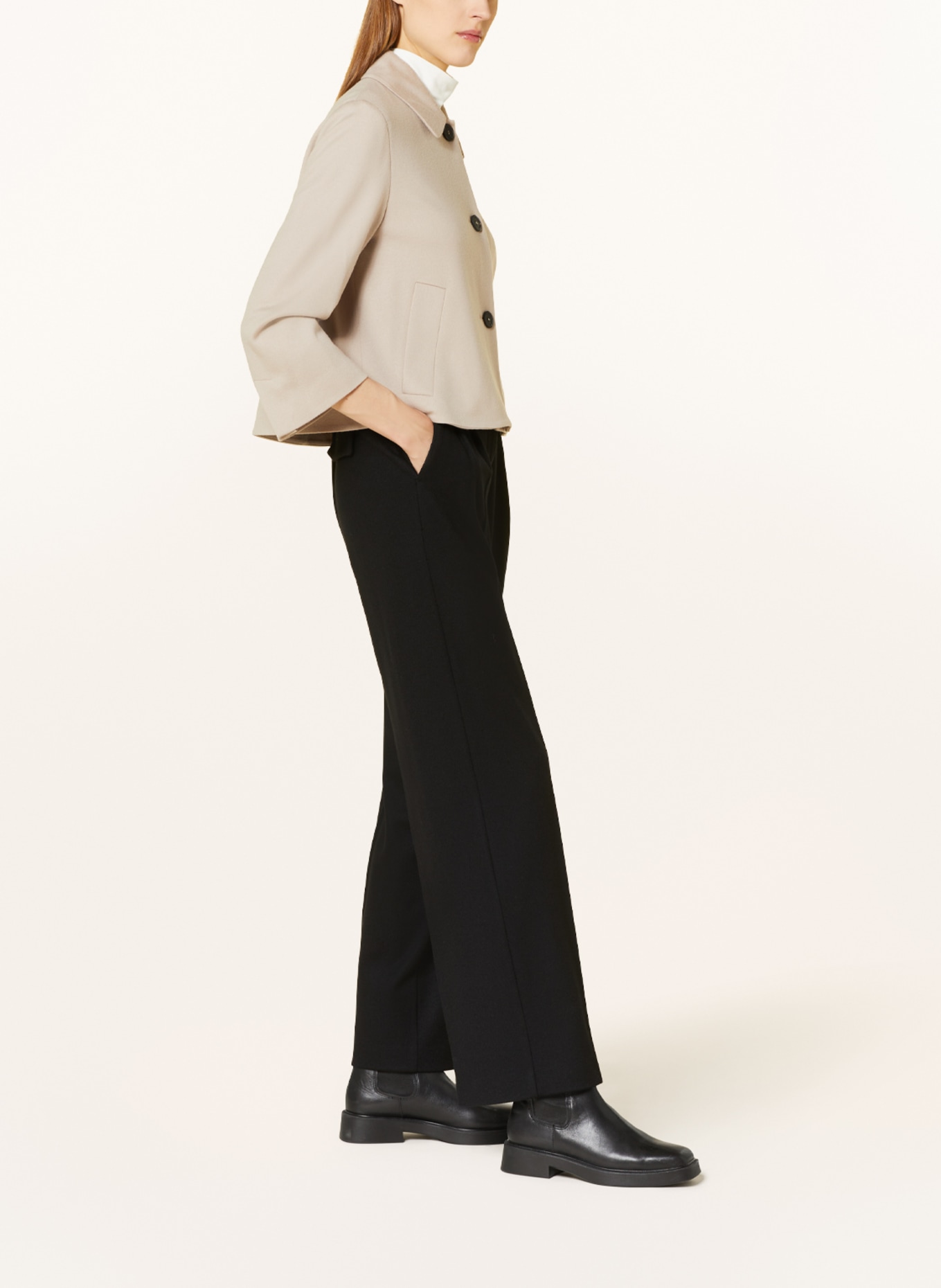 windsor. Wide leg trousers made of jersey, Color: BLACK (Image 4)