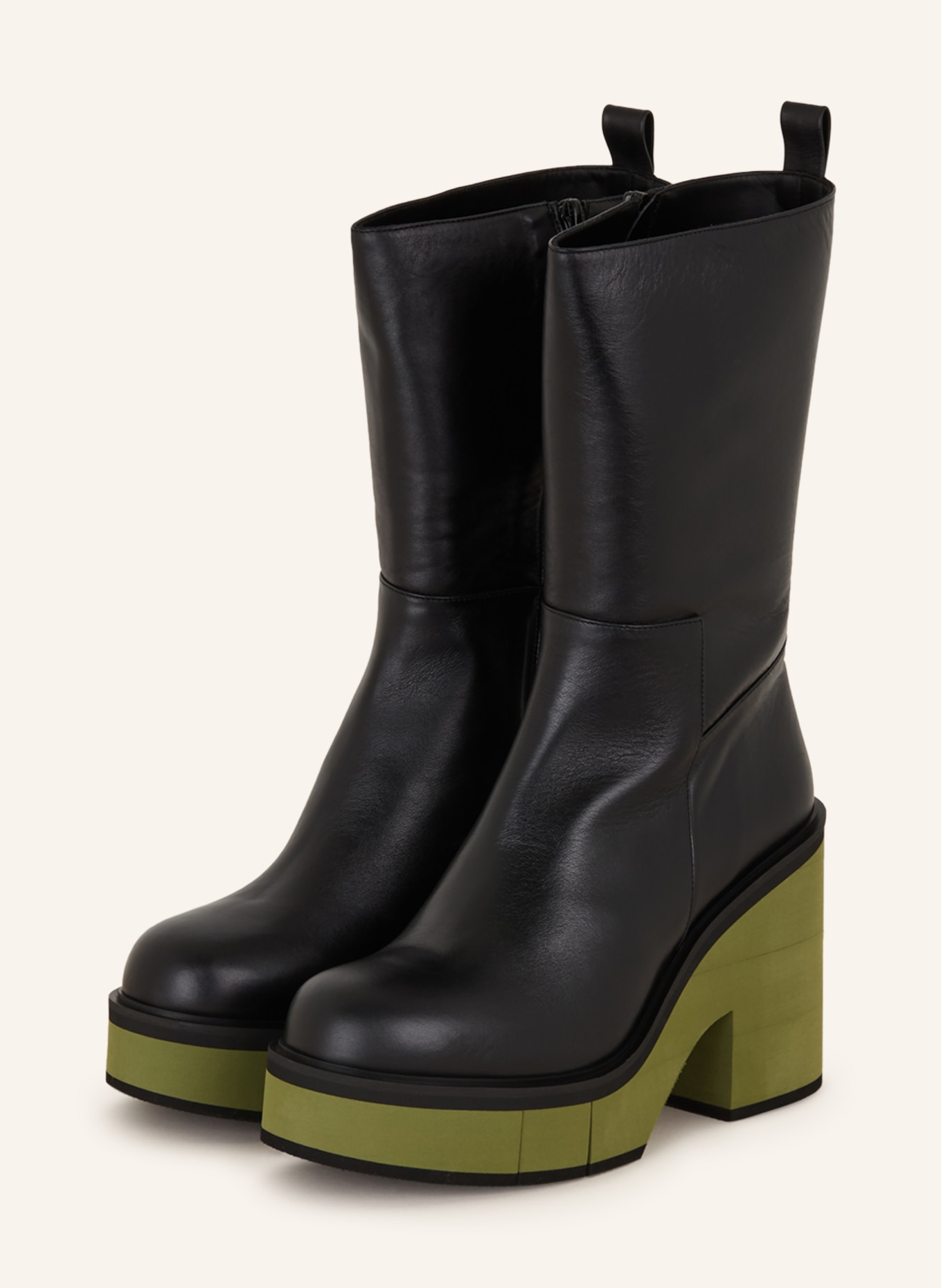 PALOMA BARCELÓ Platform Boots BROOK, Color: BLACK/ GREEN (Image 1)