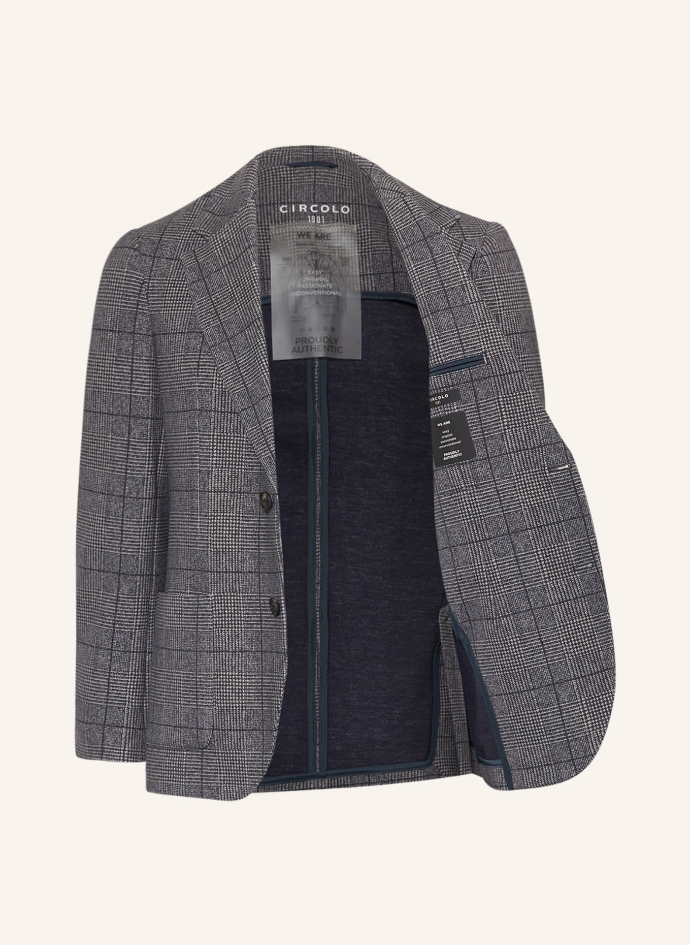 CIRCOLO 1901 Suit jacket extra slim fit made of jersey, Color: DARK BLUE/ LIGHT GRAY (Image 4)