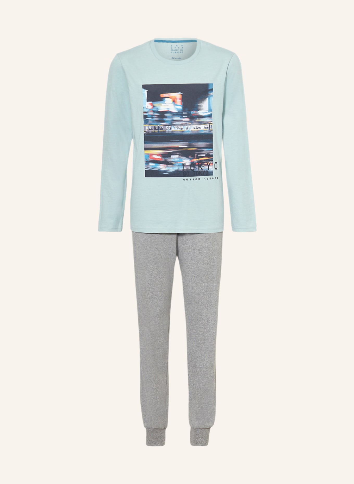 Sanetta Schlafanzug, Farbe: MINT/ BLAU/ GRAU (Bild 1)