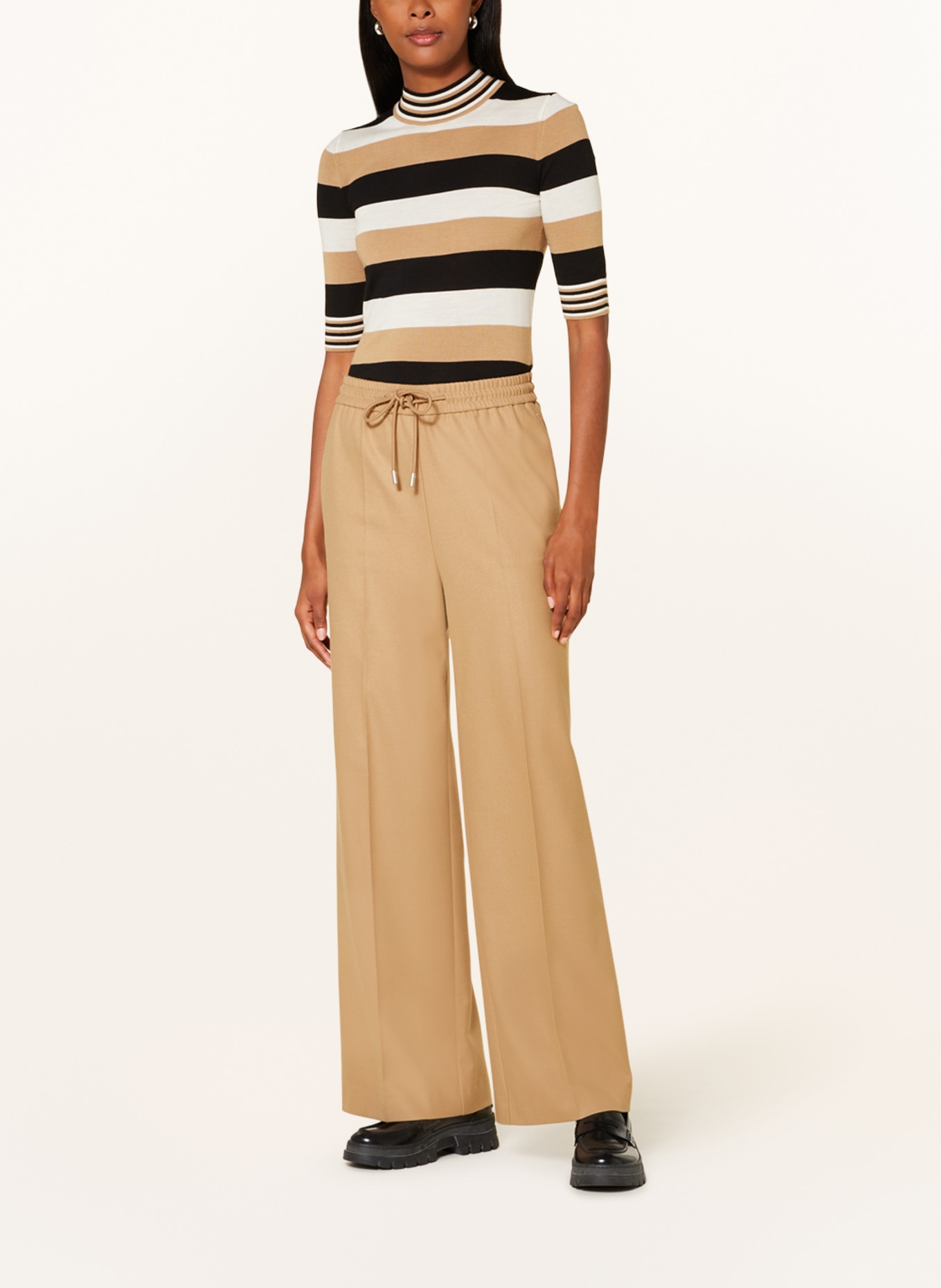 BOSS Wide leg trousers TAVITE in flannel, Color: 260 MEDIUM BEIGE (Image 2)