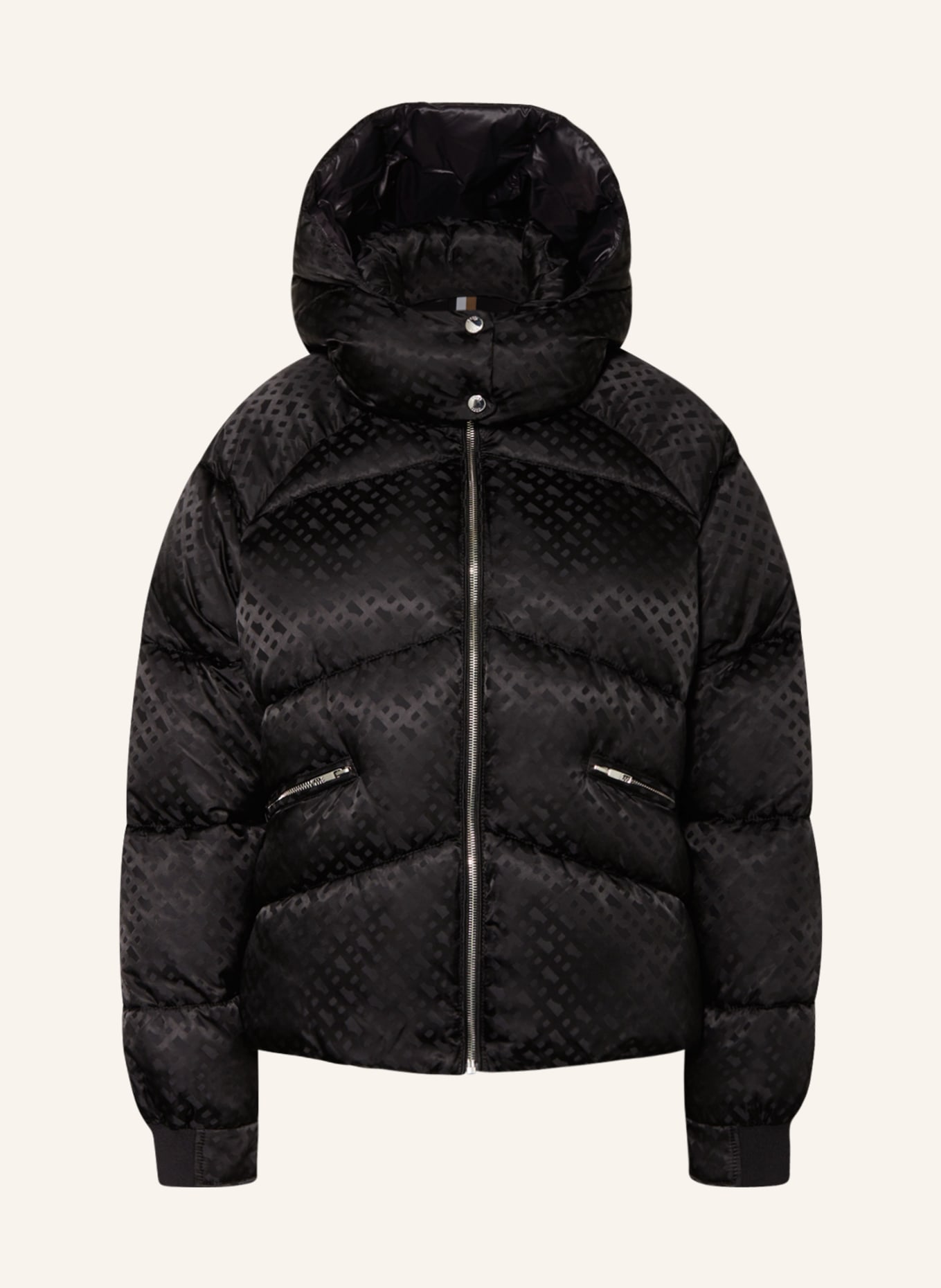 BOSS Quilted jacket with removable hood, Color: BLACK (Image 1)