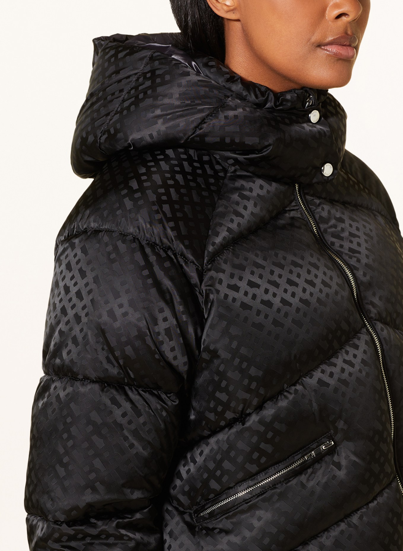 BOSS Quilted jacket with removable hood, Color: BLACK (Image 6)