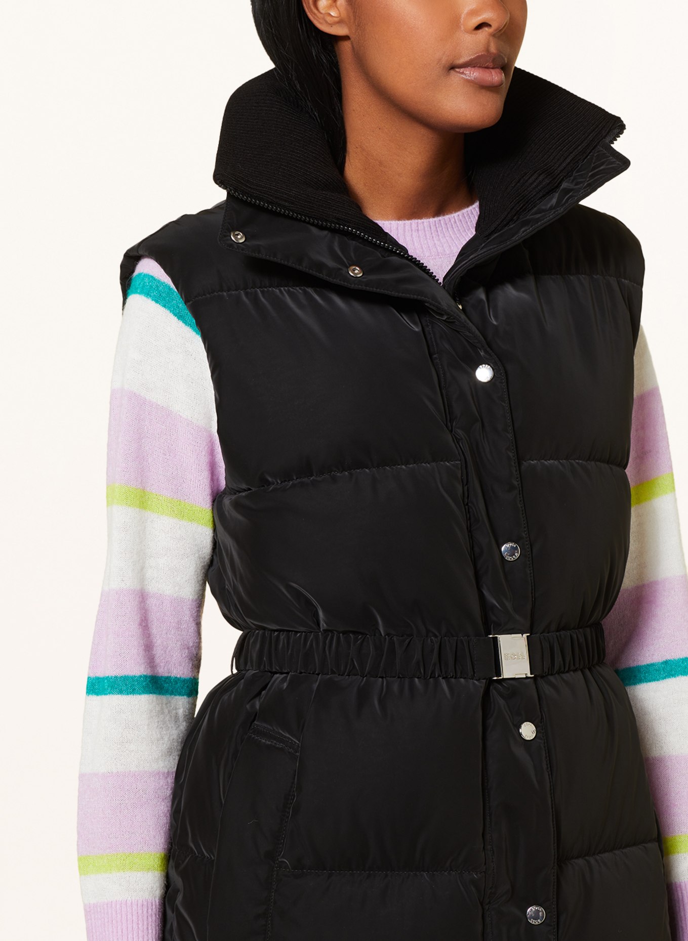 BOSS Quilted vest POPPIN, Color: BLACK (Image 4)