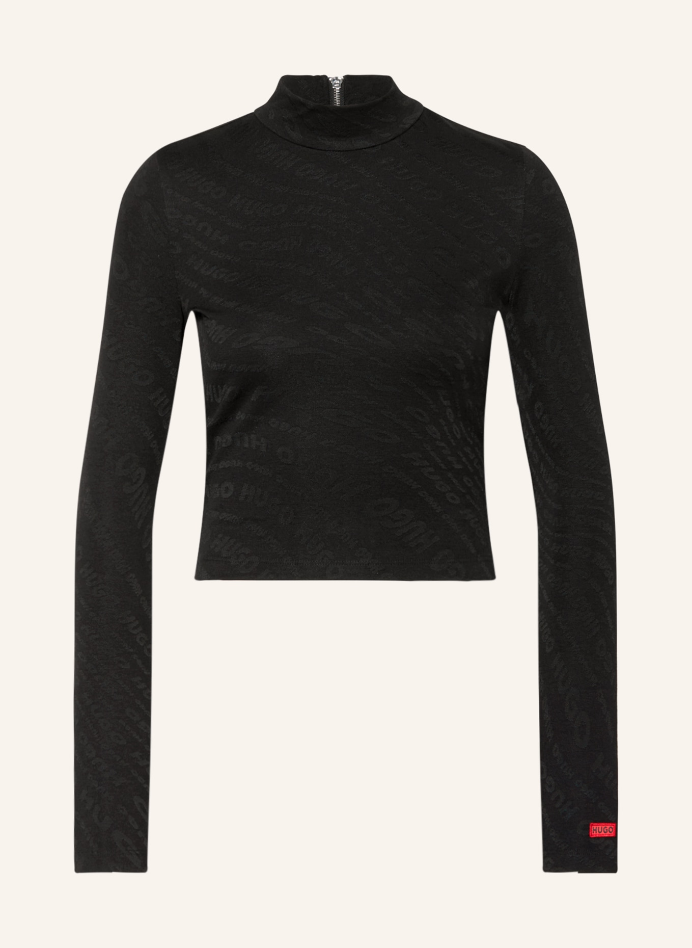 HUGO Cropped long sleeve shirt DARTEMIS, Color: BLACK (Image 1)