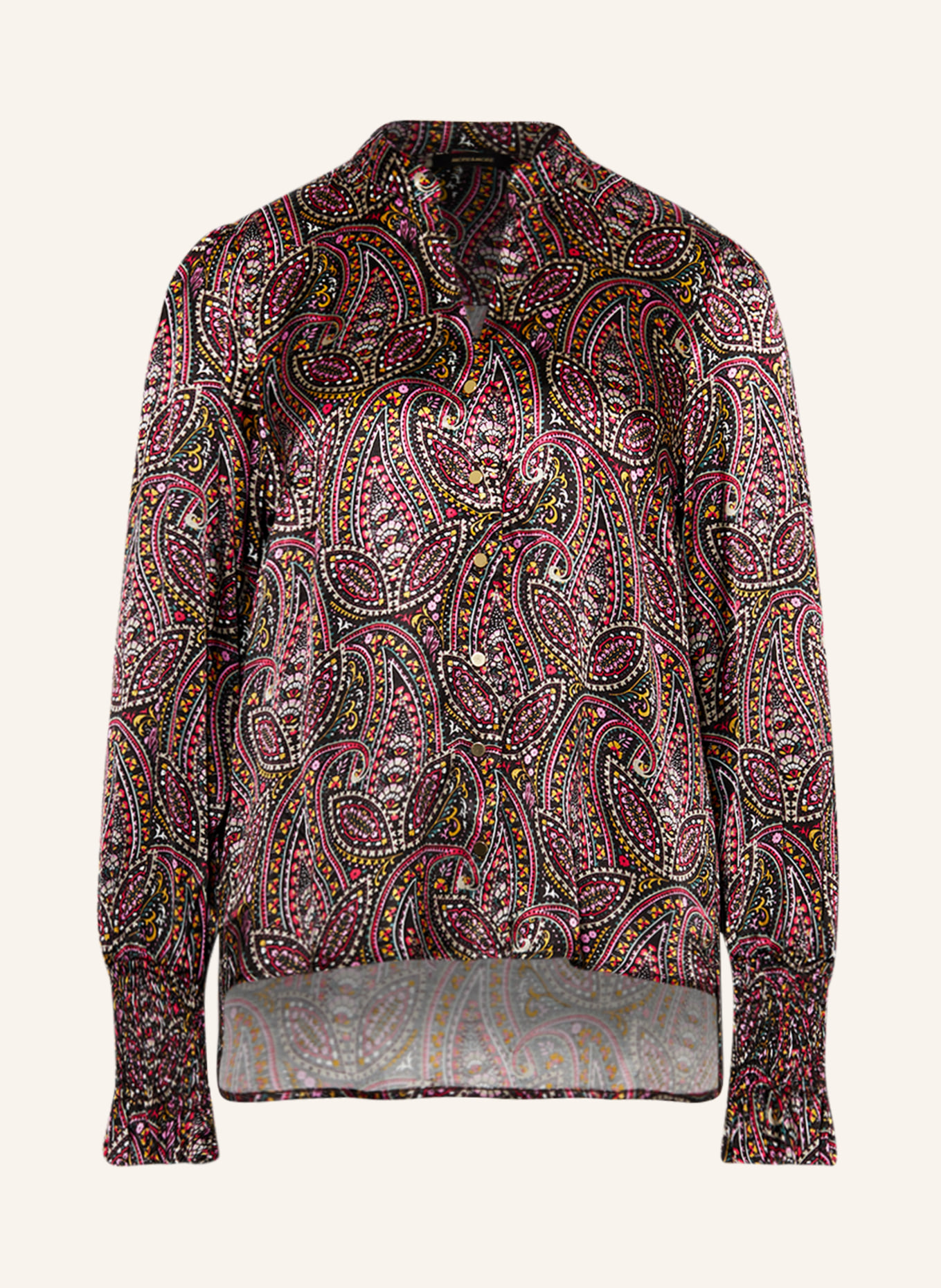 MORE & MORE Satin blouse, Color: BLACK/ PINK/ PINK (Image 1)
