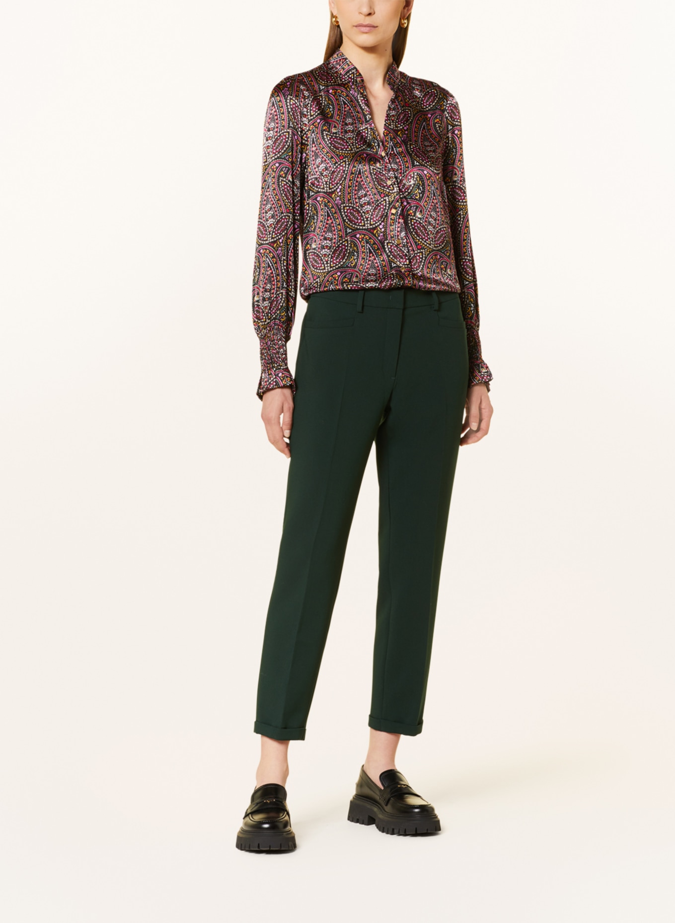 MORE & MORE Satin blouse, Color: BLACK/ PINK/ PINK (Image 2)