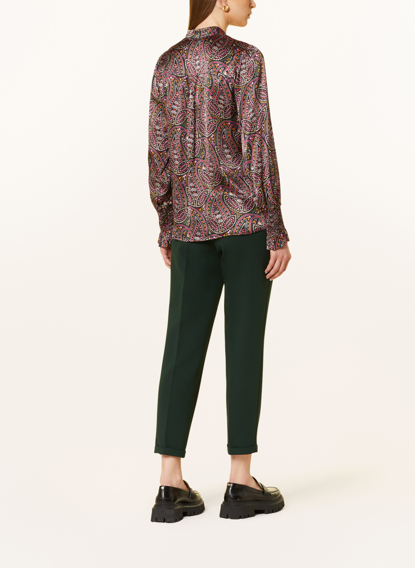 MORE & MORE Satin blouse, Color: BLACK/ PINK/ PINK (Image 3)
