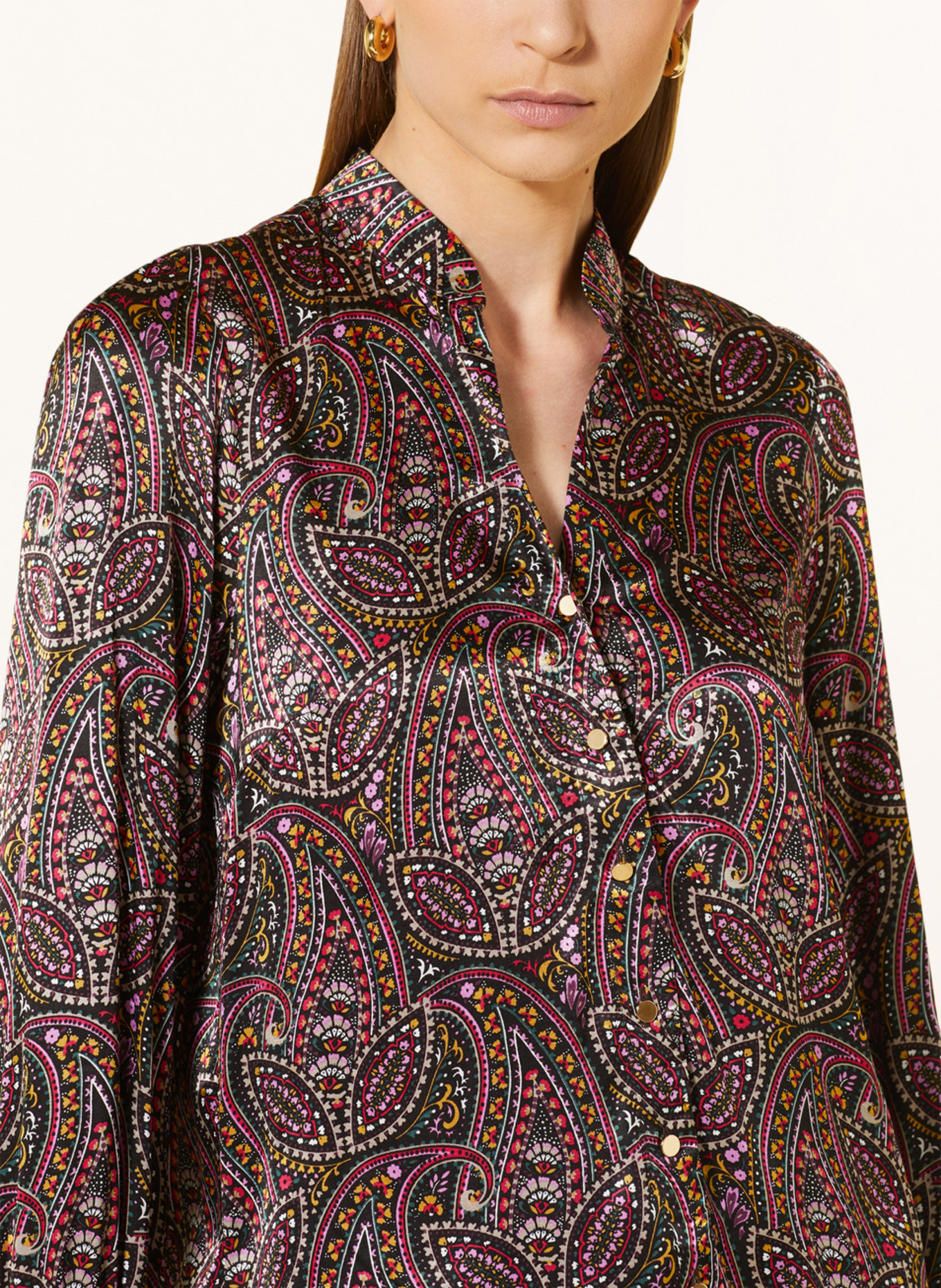 MORE & MORE Satin blouse, Color: BLACK/ PINK/ PINK (Image 4)