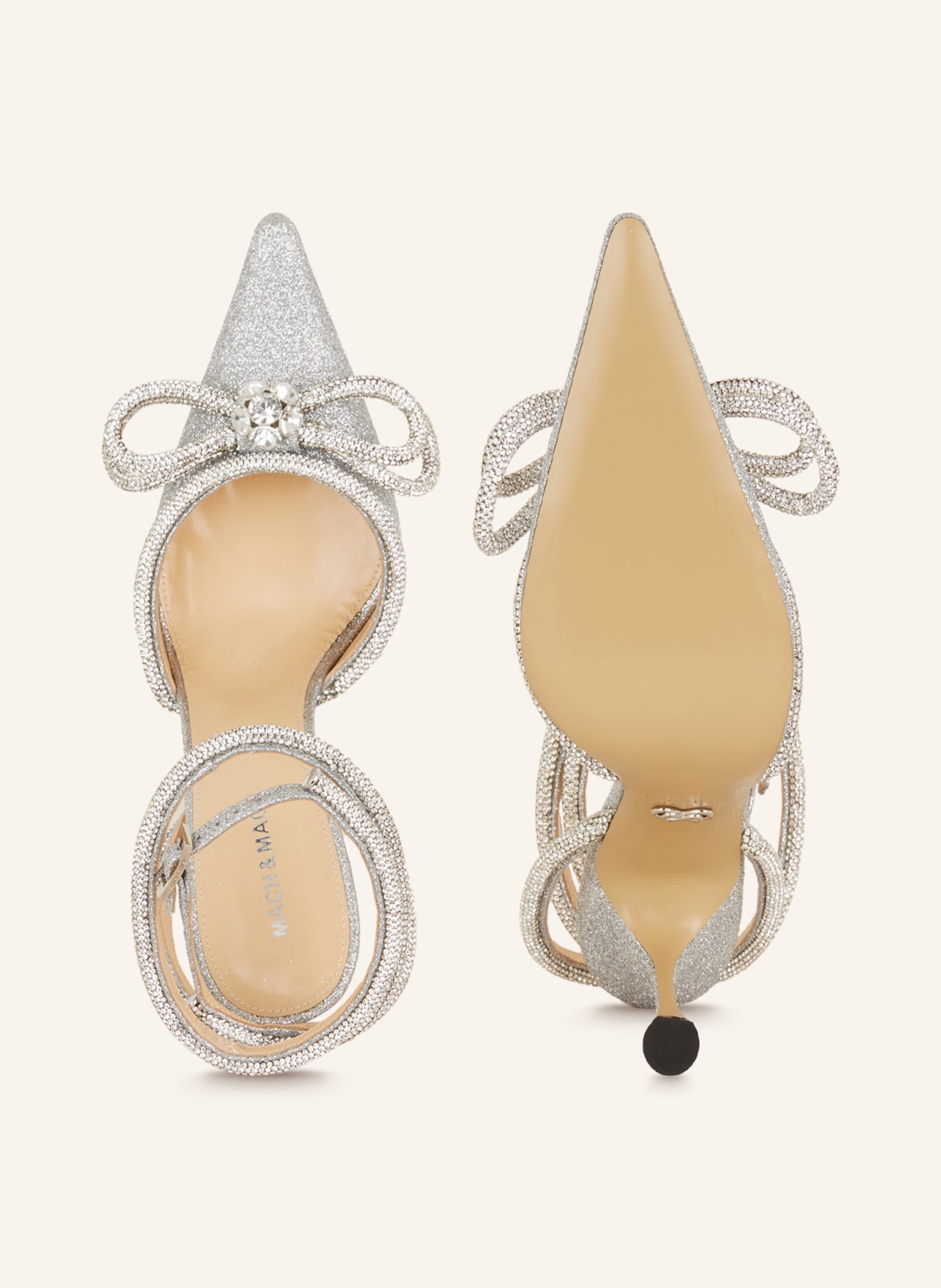MACH & MACH Pumps DOUBLE BOW with decorative gems, Color: SILVER (Image 5)