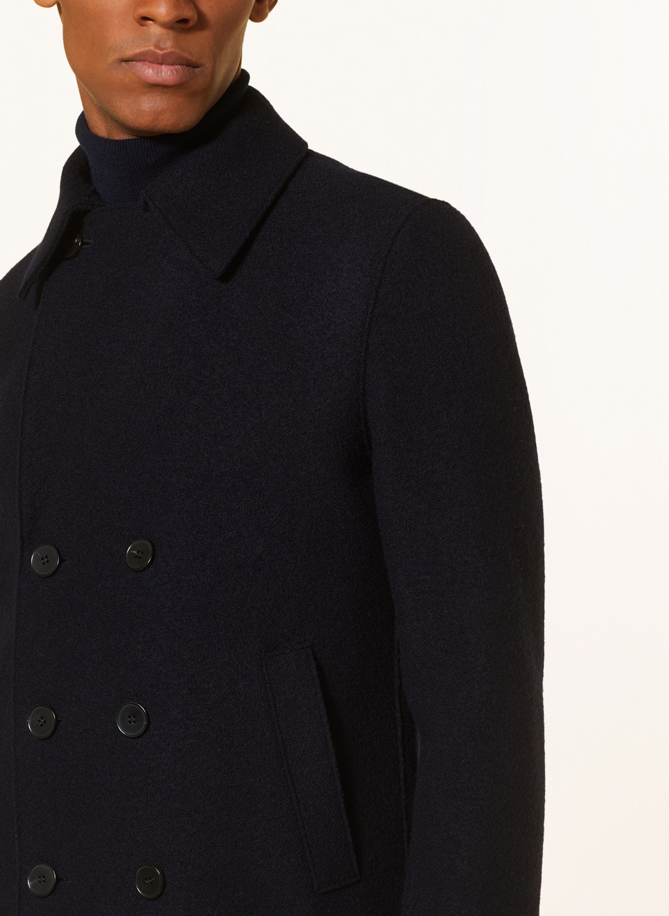 HARRIS WHARF LONDON Caban kabát, Barva: TMAVĚ MODRÁ (Obrázek 4)