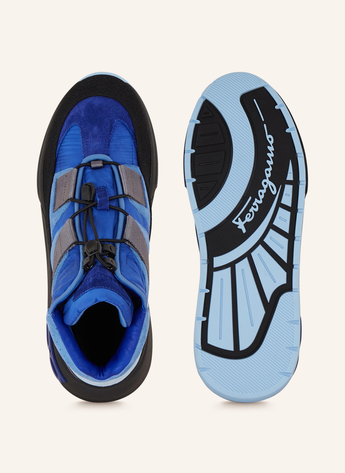 FERRAGAMO High-top sneakers LEONIDA, Color: BLACK/ BLUE/ LIGHT BLUE (Image 5)
